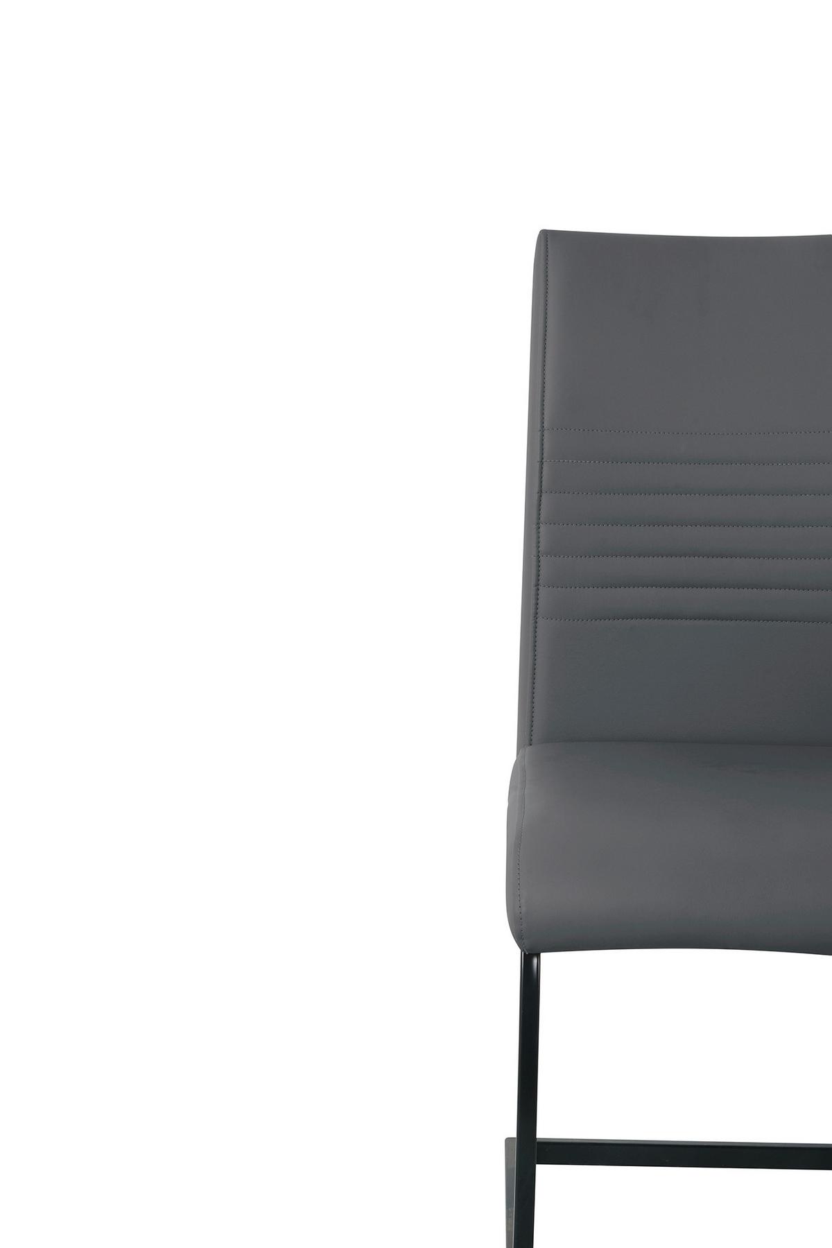 Stuhl-set Lederlook Grau, B: 42cm - Schwarz/Grau, Design, Kunststoff/Textil (42/97/59cm) - Livetastic