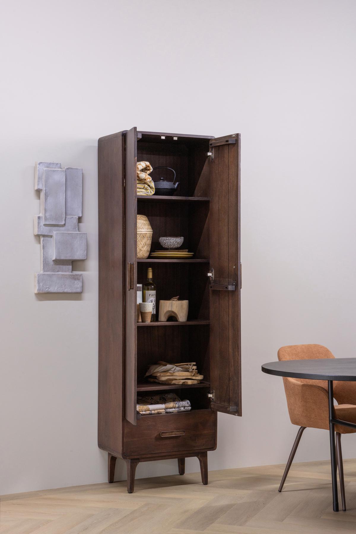 Mehrzweckschrank Liya Dunkelbraun B: 60 cm - Dunkelbraun, Design, Holz (60/200/35cm) - Livetastic