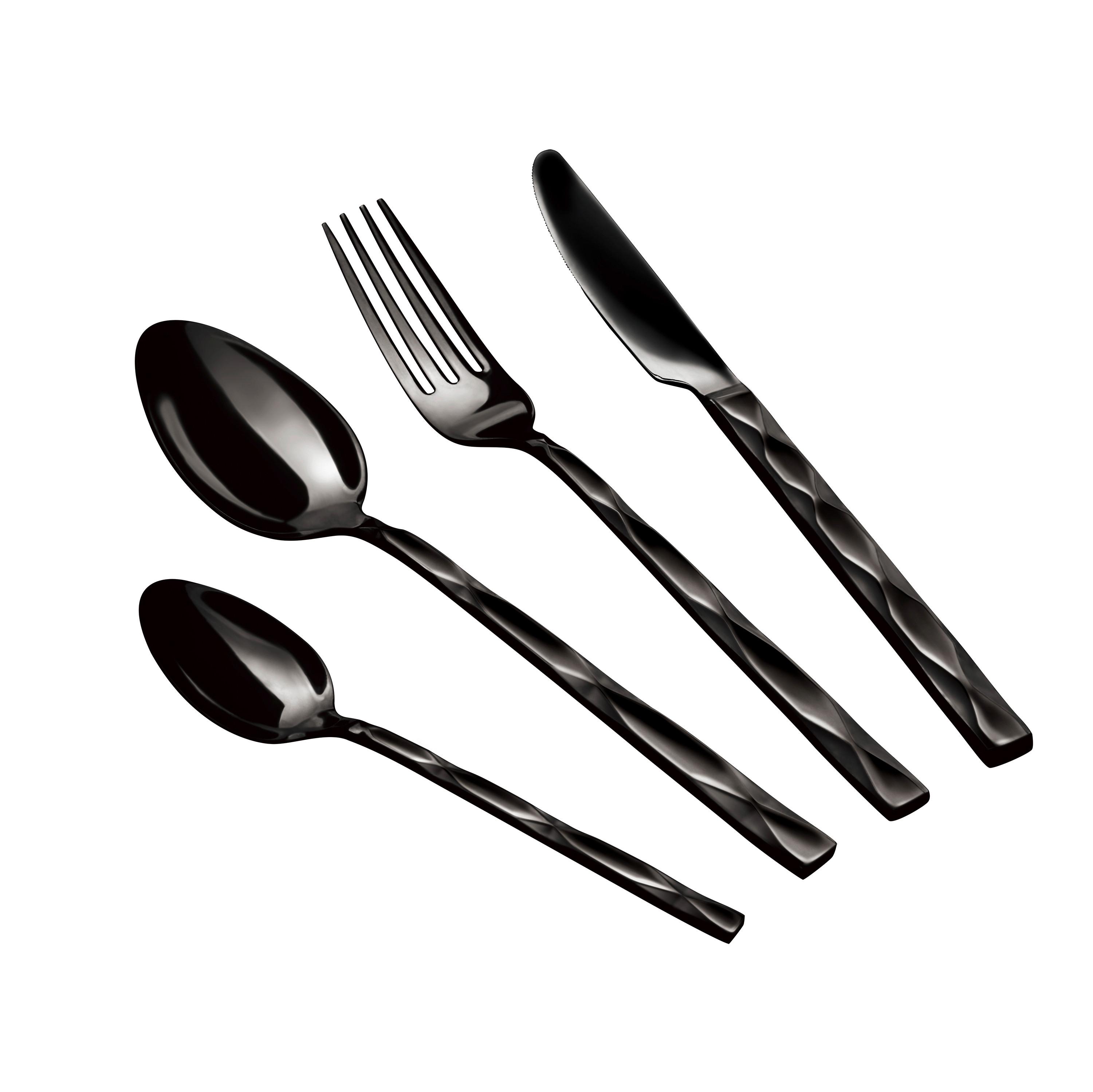 Besteckset 24-Tlg. Metall, Schwarz - Schwarz, Basics, Metall