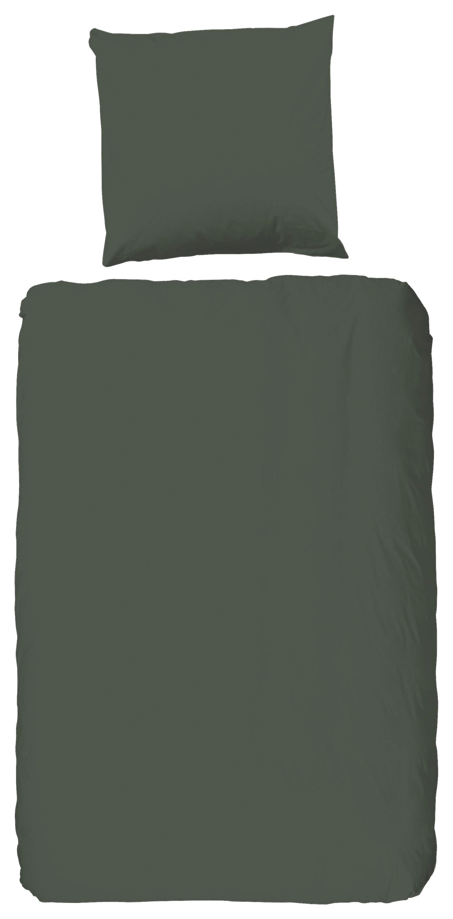 Bettwäsche Grün Olivgrün 135x200 cm - Olivgrün, Basics, Textil (135/200cm)