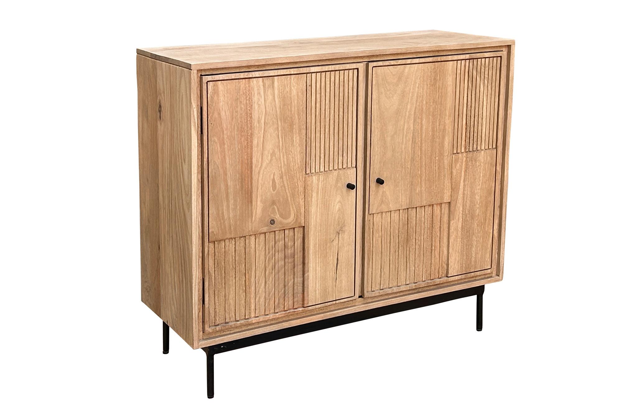 KOMMODE Schwarz/Naturfarben B: 100cm - Schwarz/Naturfarben, Design, Holz/Metall (100/90/40cm) - MID.YOU