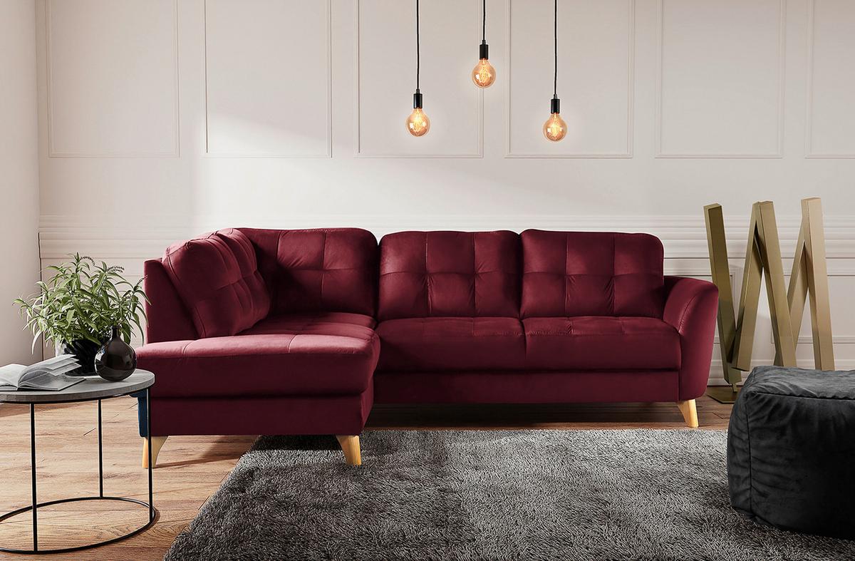 Ecksofa Nordic, Rot S: 190x236 cm - Buchefarben/Rot, Design, Textil (190/236cm) - Livetastic