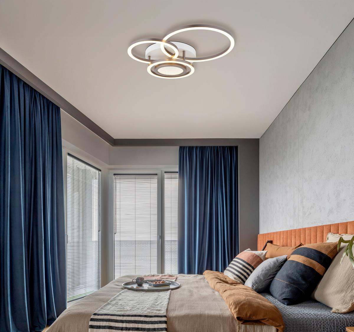 LED-Deckenleuchte 3000k, 40w - Braun/Weiß, Design, Kunststoff/Metall (49/39/10cm) - Globo