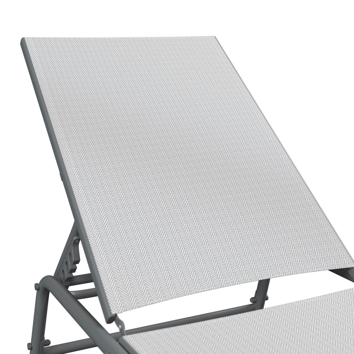 Sonnenliege Sevilla - Dunkelgrau/Hellgrau, MODERN, Textil/Metall (195/63/45cm) - Beldano