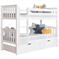 Etagenbett Sammy Weiß Kiefer Massiv 90 cm mit Schubladen - Weiß, MODERN, Holz (90/200cm) - MID.YOU
