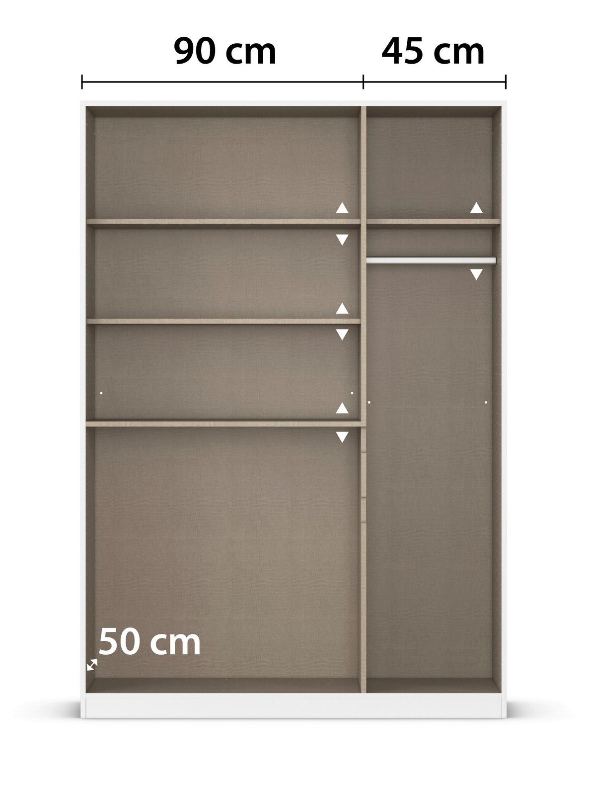 Kleiderschrank Tübingen Weiß/Eiche D. B:136cm - Weiß/Eiche Artisan, Design, Glas/Holzwerkstoff (136/197/54cm) - Rauch Möbel