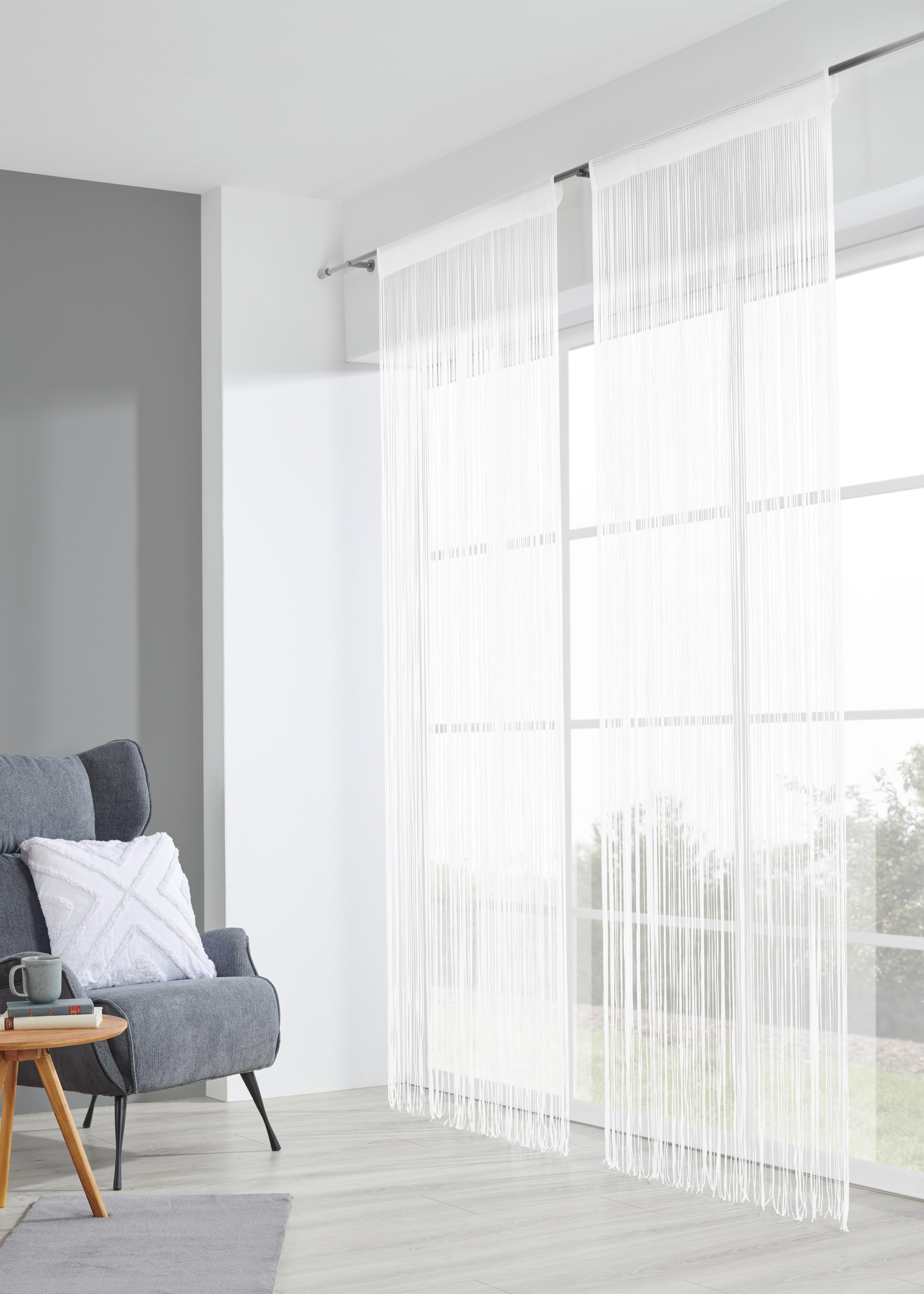 Provázkový Závěs String Uni, 90/250cm, Bílá - bílá, textil (90/250cm) - Premium Living