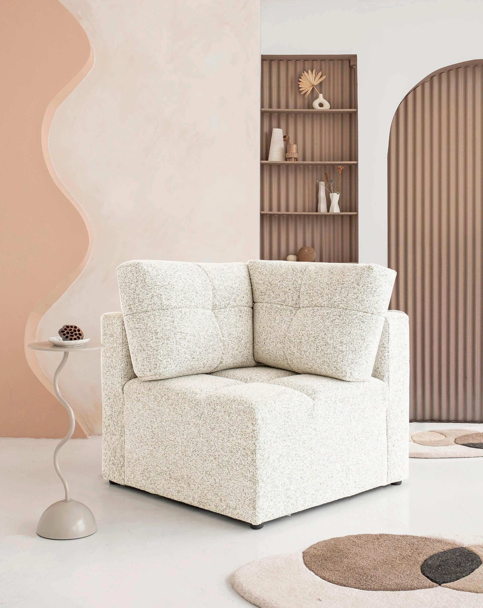 Sofaelement Lulu Beige B: 91cm - Beige/Schwarz, Design, Textil (91/94/91cm) - MID.YOU