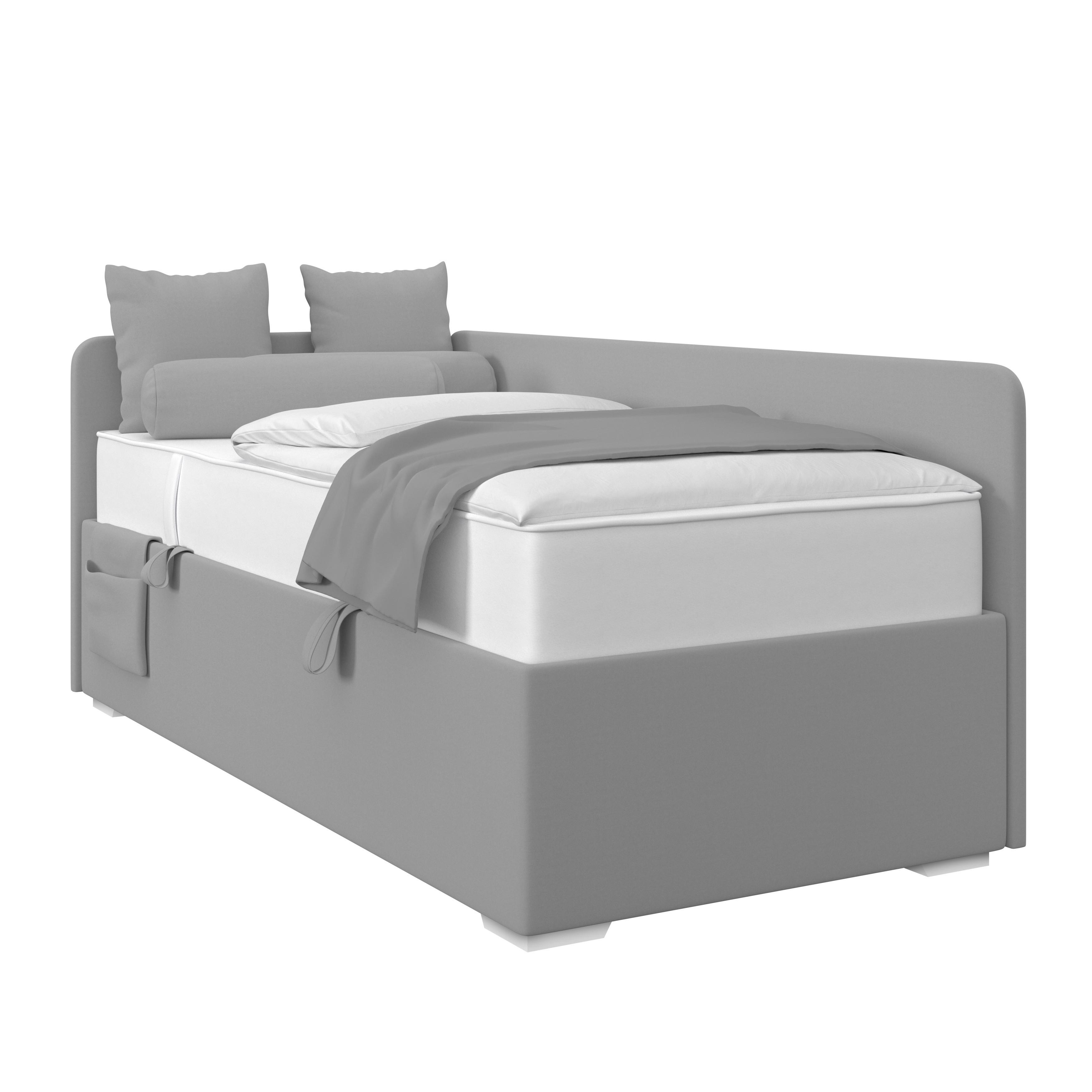 Polsterbett Remi - Chromfarben/Dunkelblau, MODERN, Holz/Textil (90/200cm)