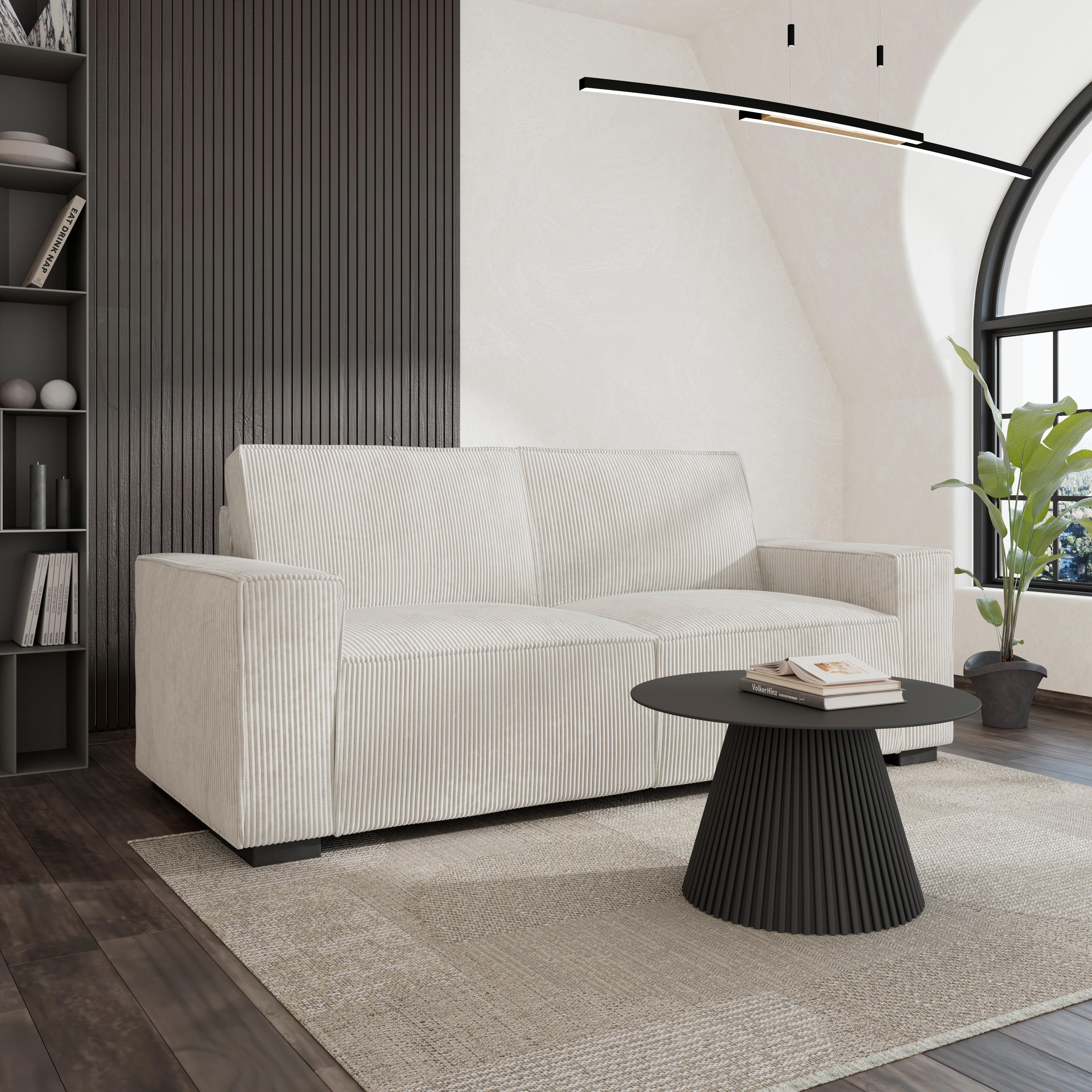 Trojmiestna pohovka LIAM, biela - čierna/biela, Modern, drevo/textil (210/84/90cm) - Bessagi Home