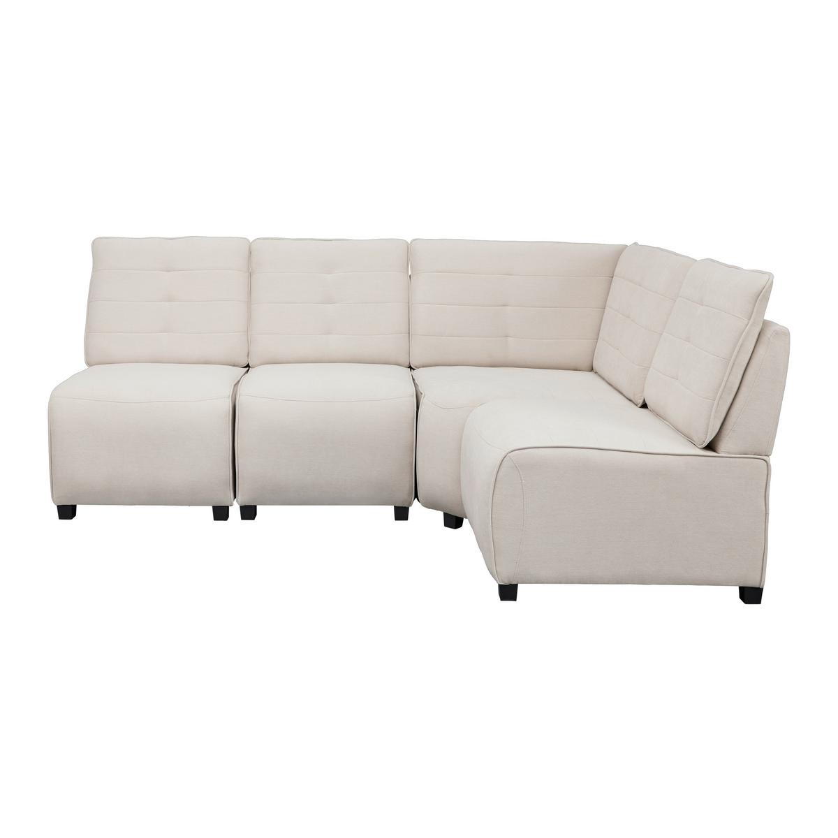 Sedací souprava VICTORIE béžová - béžová, Moderní, dřevo/textil (215/90/83cm) - Bessagi Home