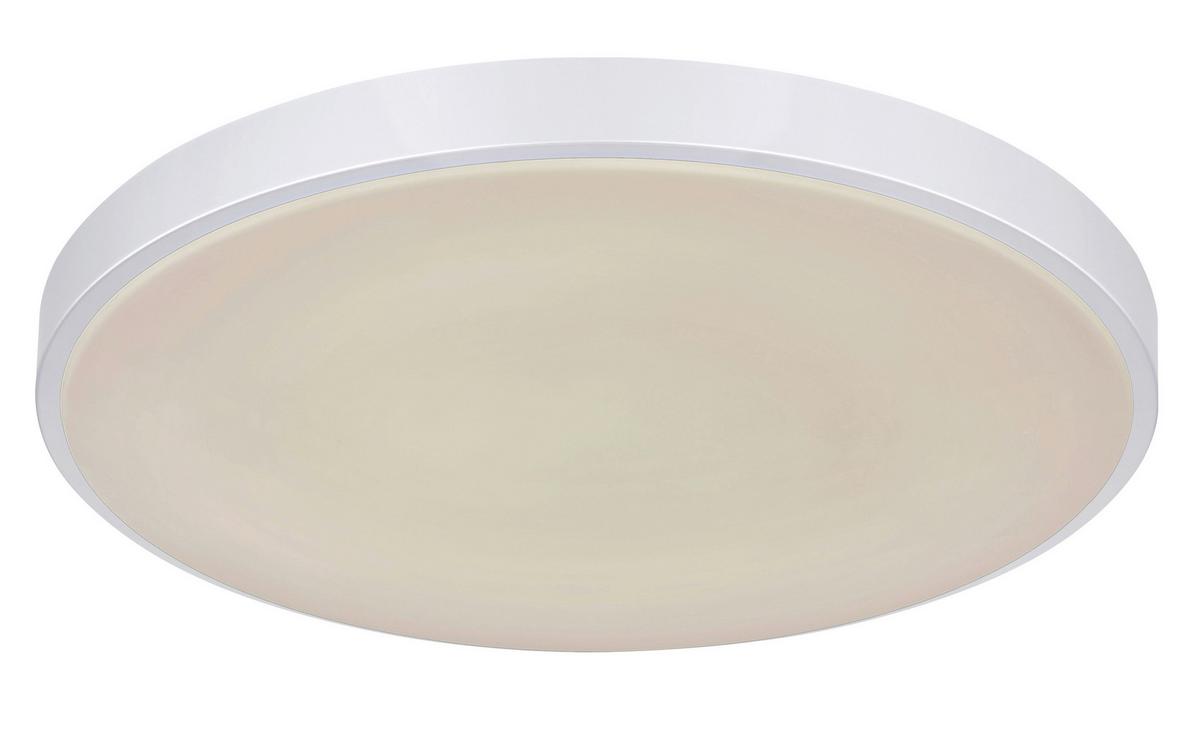 LED-Deckenleuchte Ø 41 cm mit Farbtemperaturwechsler - Silberfarben/Opal, Basics, Kunststoff/Metall (41/6cm) - Globo