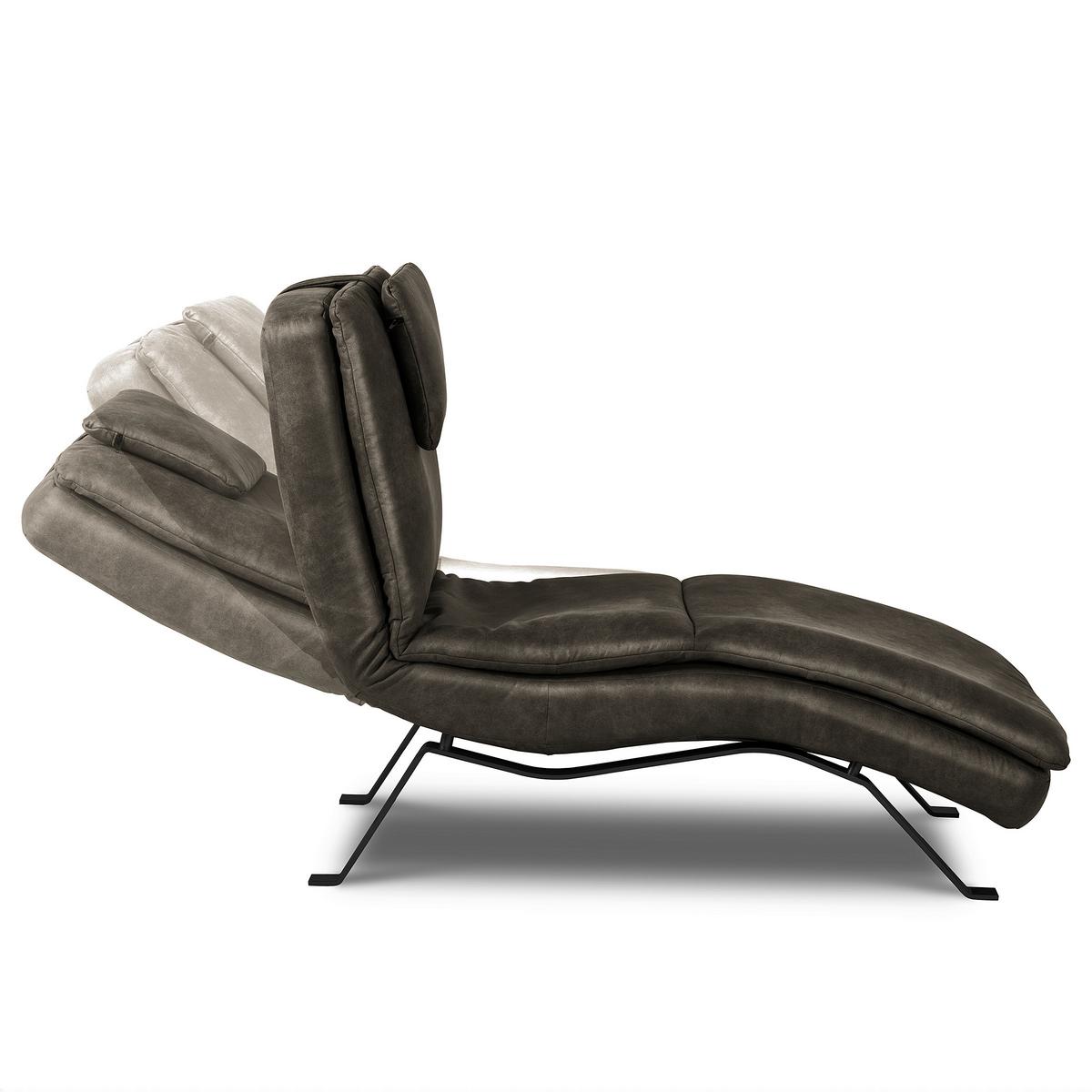 Relaxliege Black Anthrazit, B: 65cm - Anthrazit/Schwarz, Design, Leder (65/95/171cm) - Celina Home