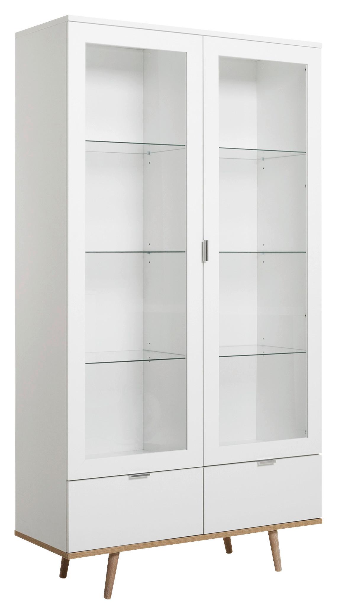 Vitrine Göteborg 54 - Eichefarben/Weiß, KONVENTIONELL, Glas/Holzwerkstoff (100/185/40cm) - MID.YOU