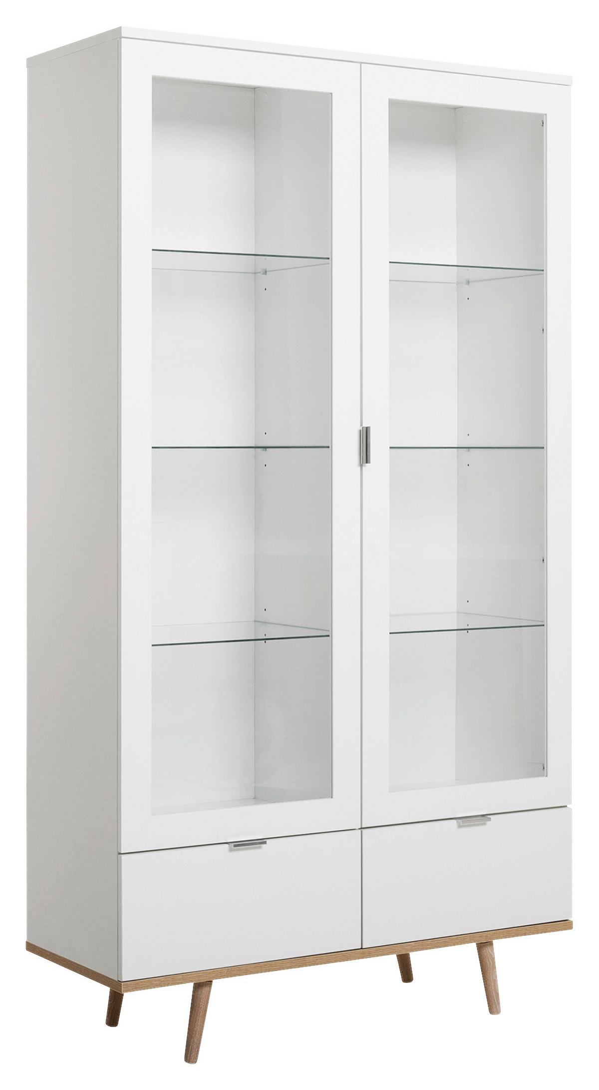 Vitrine Göteborg 54 - Eichefarben/Weiß, KONVENTIONELL, Glas/Holzwerkstoff (100/185/40cm) - MID.YOU