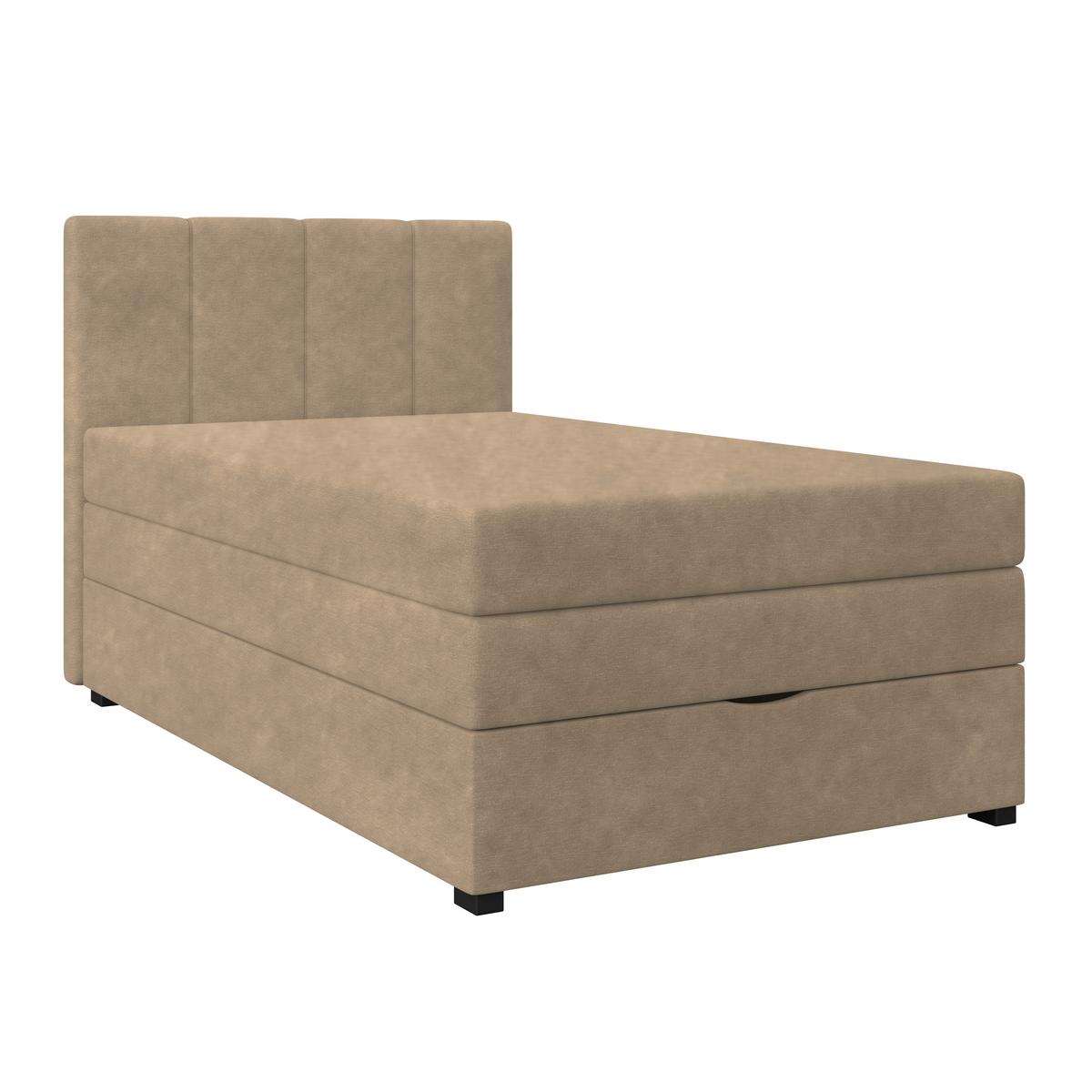 Boxspringbett mit Topper & Bettkasten 100x200 Lauro - Schwarz/Braun, Trend, Textil (100/200cm)