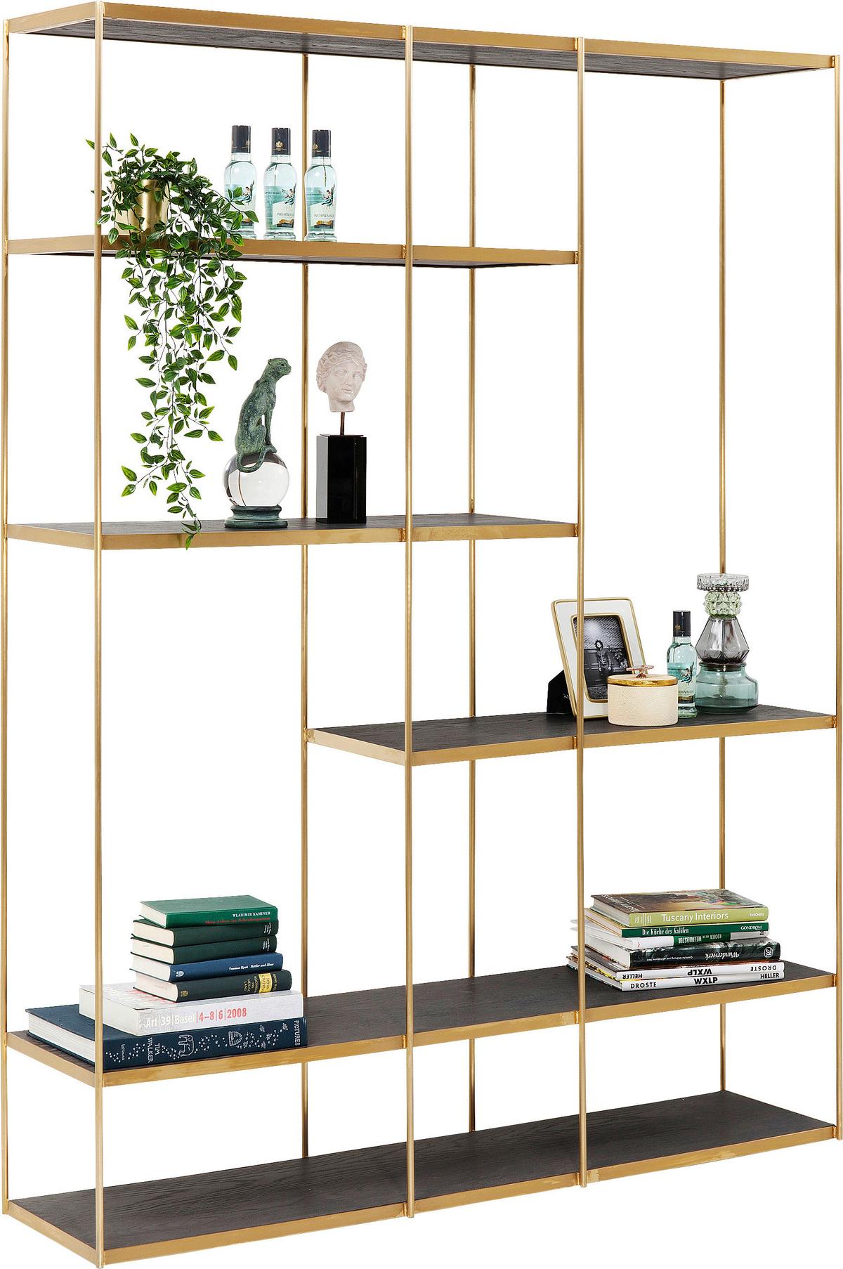 Regal Camps Bay - Messingfarben/Schwarz, Design, Holz/Metall (150/200/35cm) - Kare-Design