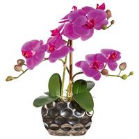 Kunstpflanze Orchideen, Pink Topf: Silberfarben, H: 30 cm - Pink/Silberfarben, Design, Kunststoff (30cm) - P & B