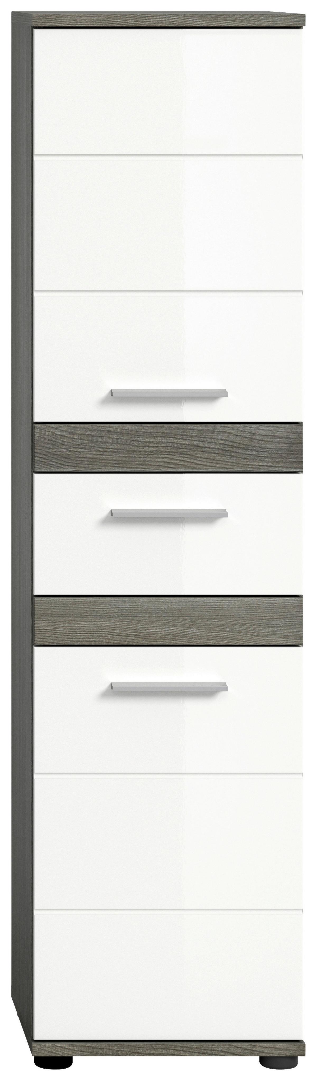 Badezimmer Blake Weiß Hg B: 150 cm - Weiß Hochglanz/Schwarz, MODERN, Glas/Holzwerkstoff (150cm) - MID.YOU