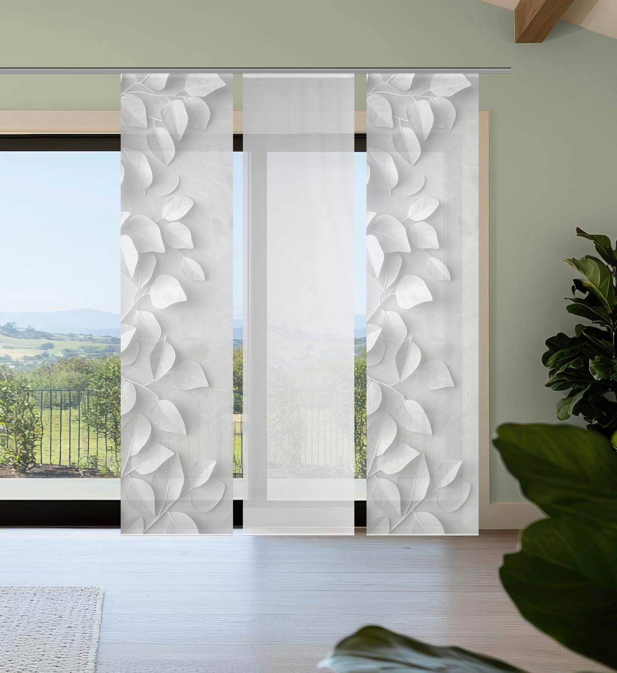 Flächenvorhang Rixa 3er Set - Grau Hochglanz/Weiß, Design, Textil (60/260cm)