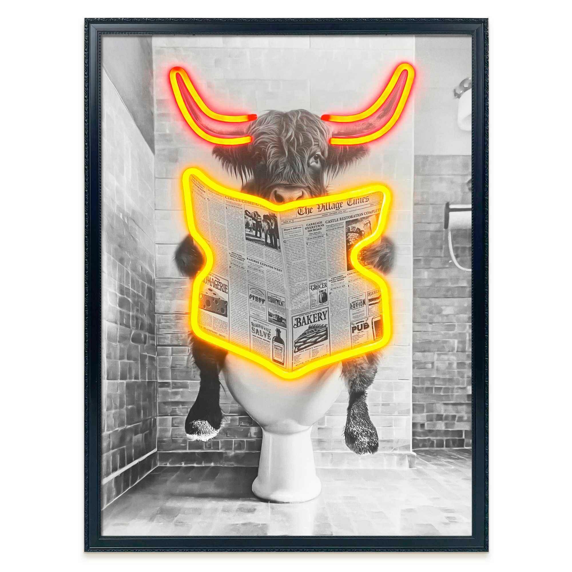 LED-Bild Neon Highlander Toilet - Schwarz/Weiß, Basics, Holzwerkstoff/Kunststoff (50/70/3,5cm)