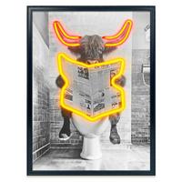 LED-Bild Neon Highlander Toilet - Schwarz/Weiß, Basics, Holzwerkstoff/Kunststoff (50/70/3,5cm)