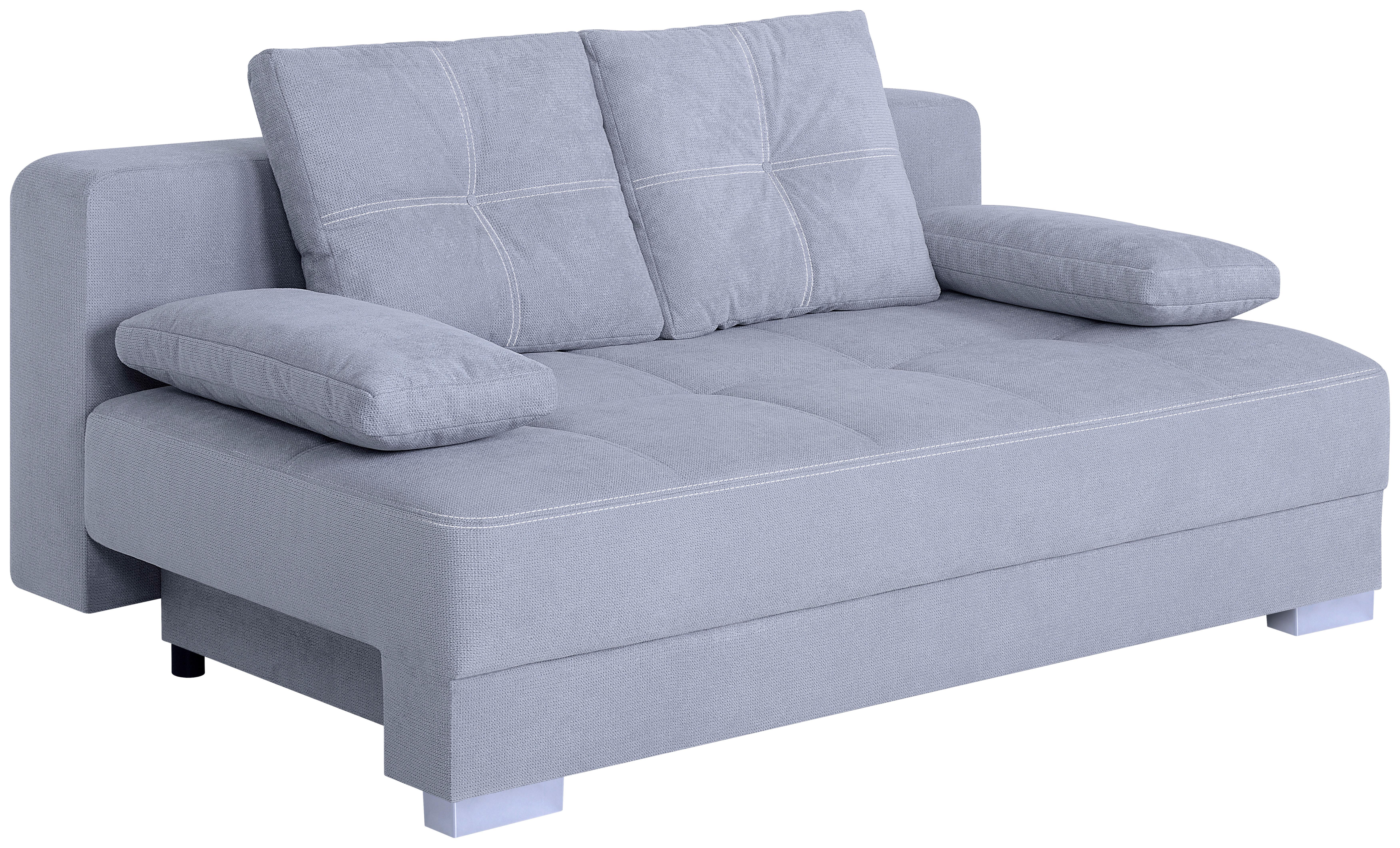 Rozkládací pohovka BEN, šedá, s lůžkem a úložným prostorem - šedá/bílá, Basics, kompozitní dřevo/textil (200/90/110cm)