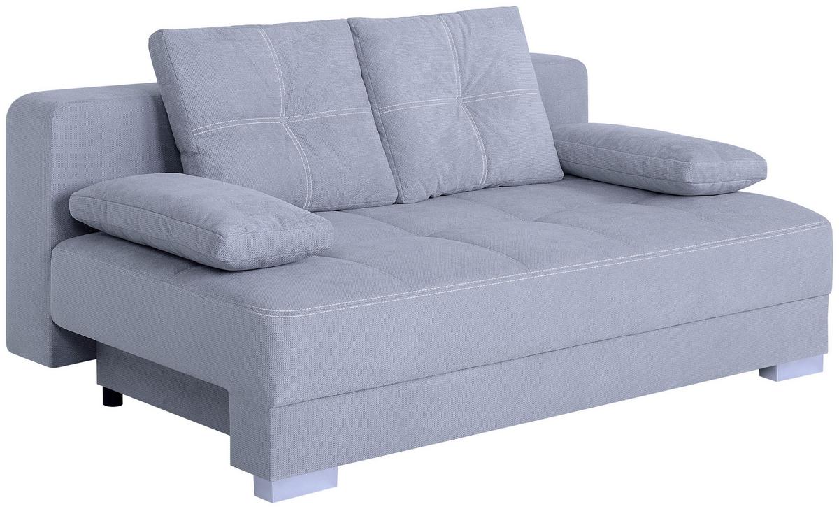 Schlafsofa mit Bettkasten Ben Grau - Chromfarben/Schwarz, Design, Holzwerkstoff/Textil (200/90/110cm) - P & B