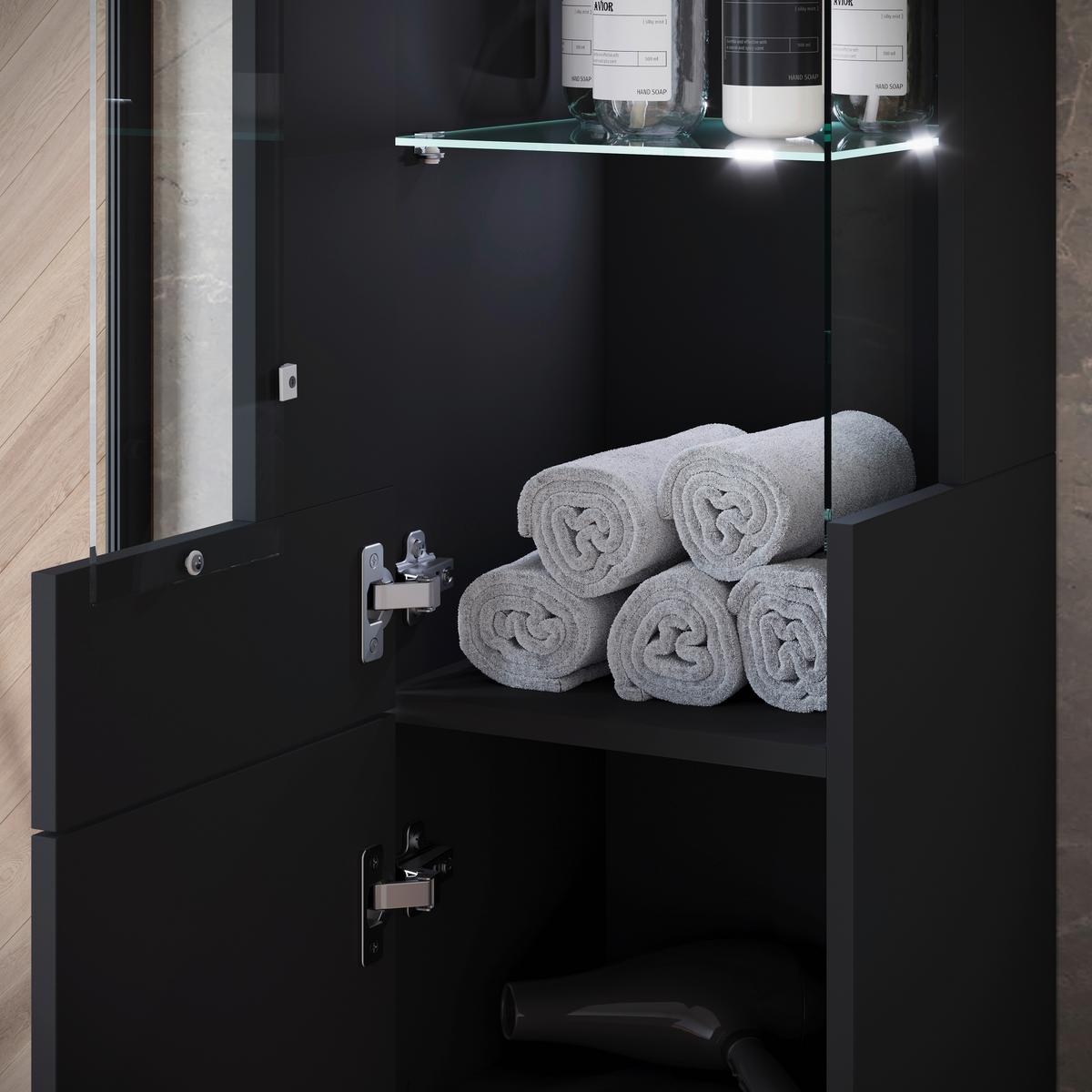 Badezimmer Narobi Schwarz B: 120,4 cm - Schwarz/Weiß, Trend, Glas/Keramik (120,4cm) - P & B