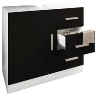 Waschbeckenunterschrank Zalo B: 63 cm, Schwarz/Weiß - Schwarz/Weiß, MODERN, Holzwerkstoff (63/55,8/30cm) - MID.YOU