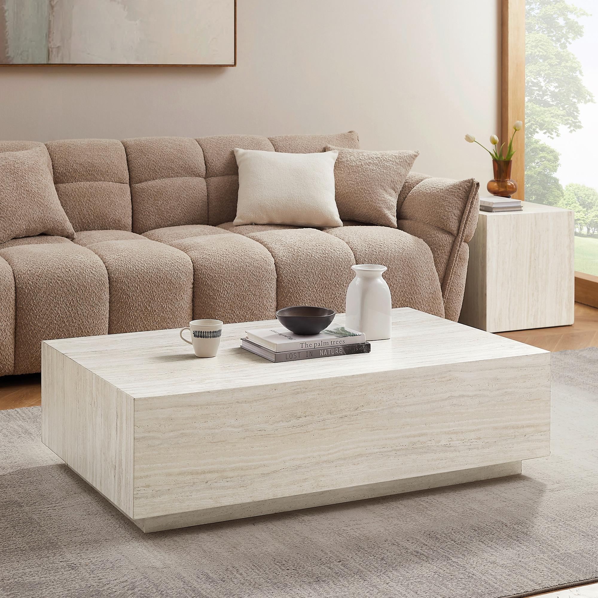 Couchtisch Beige B: 75 Cm - Beige, Design, Holzwerkstoff (120/75/35cm) - Livetastic