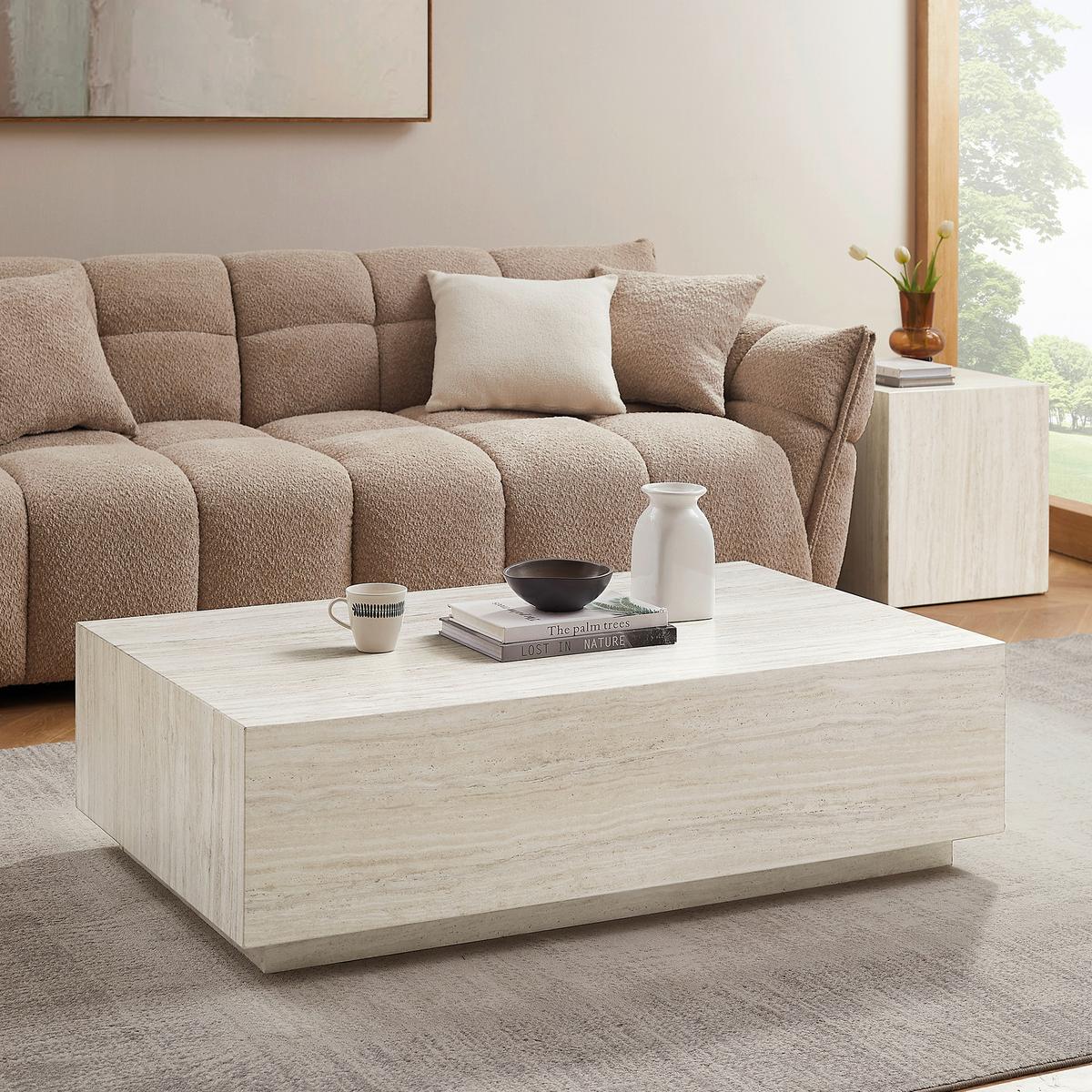Couchtisch Beige B: 75 Cm - Beige, Design, Holzwerkstoff (120/75/35cm) - Livetastic