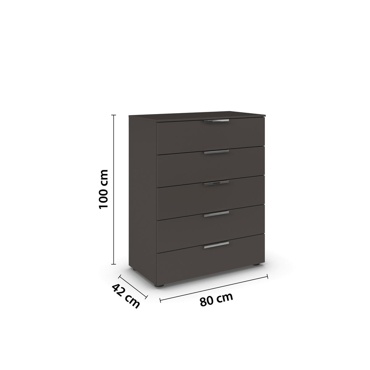 Kommode 80 Cm Flipp Graphitfarben - Chromfarben/Schwarz, MODERN, Holzwerkstoff (80/100/42cm) - Rauch Möbel