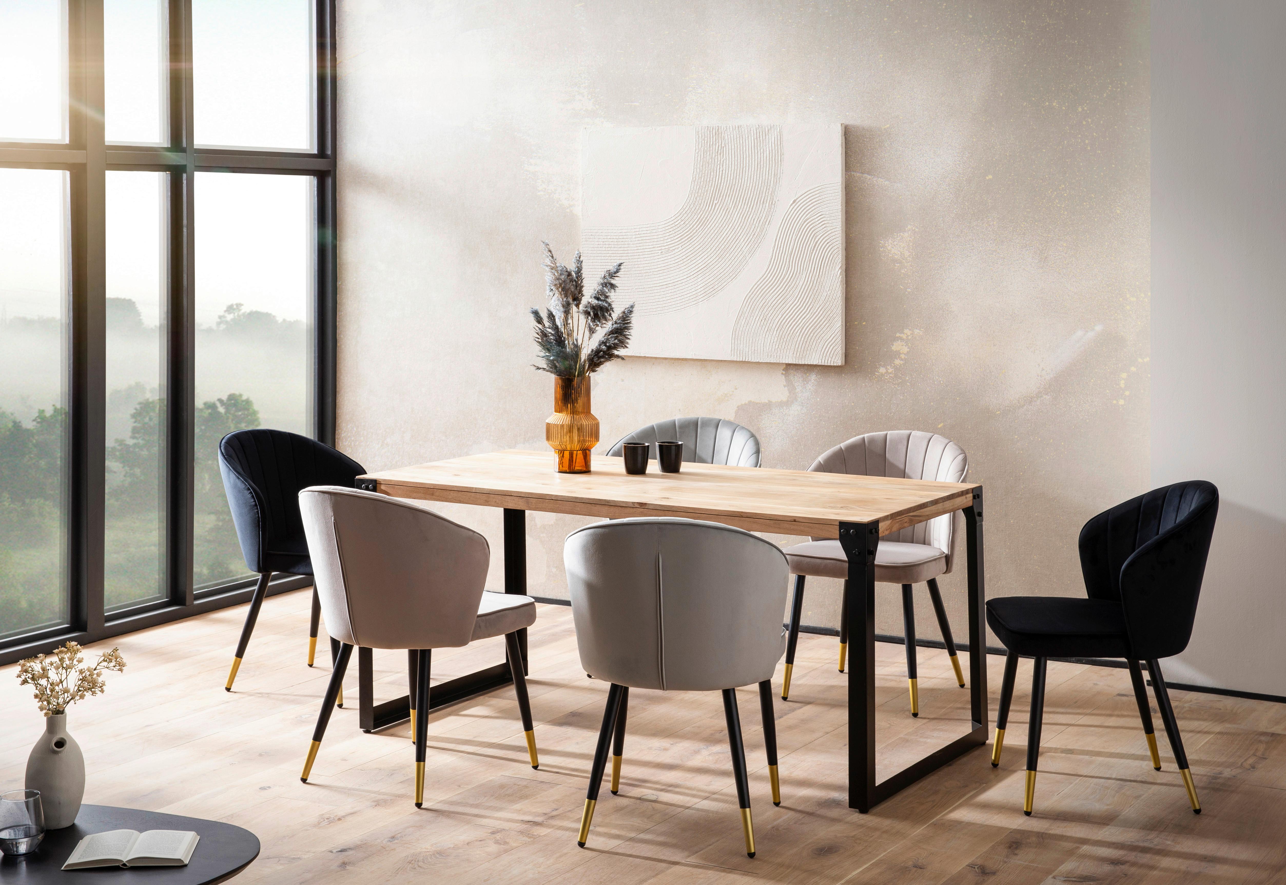 JEDÁLENSKÝ STÔL WL7.047 - čierna/farba akácie, Design, kov/drevo (140/80/76cm) - MID.YOU