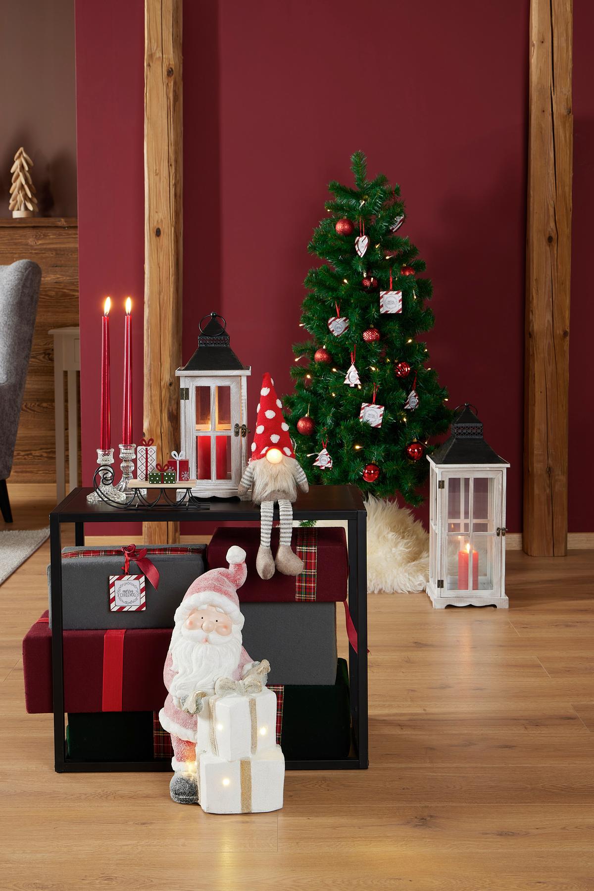 Laterne Lina - Schwarz/Naturfarben, KONVENTIONELL, Glas/Holz (15/15/38cm) - Luca Bessoni