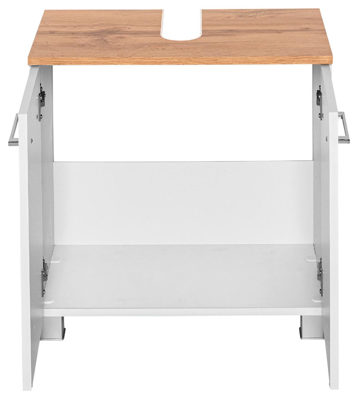 Waschbeckenunterschrank Paris Weiß B: 60 Cm - Silberfarben/Weiß, MODERN, Holzwerkstoff (60/59/35cm) - Held