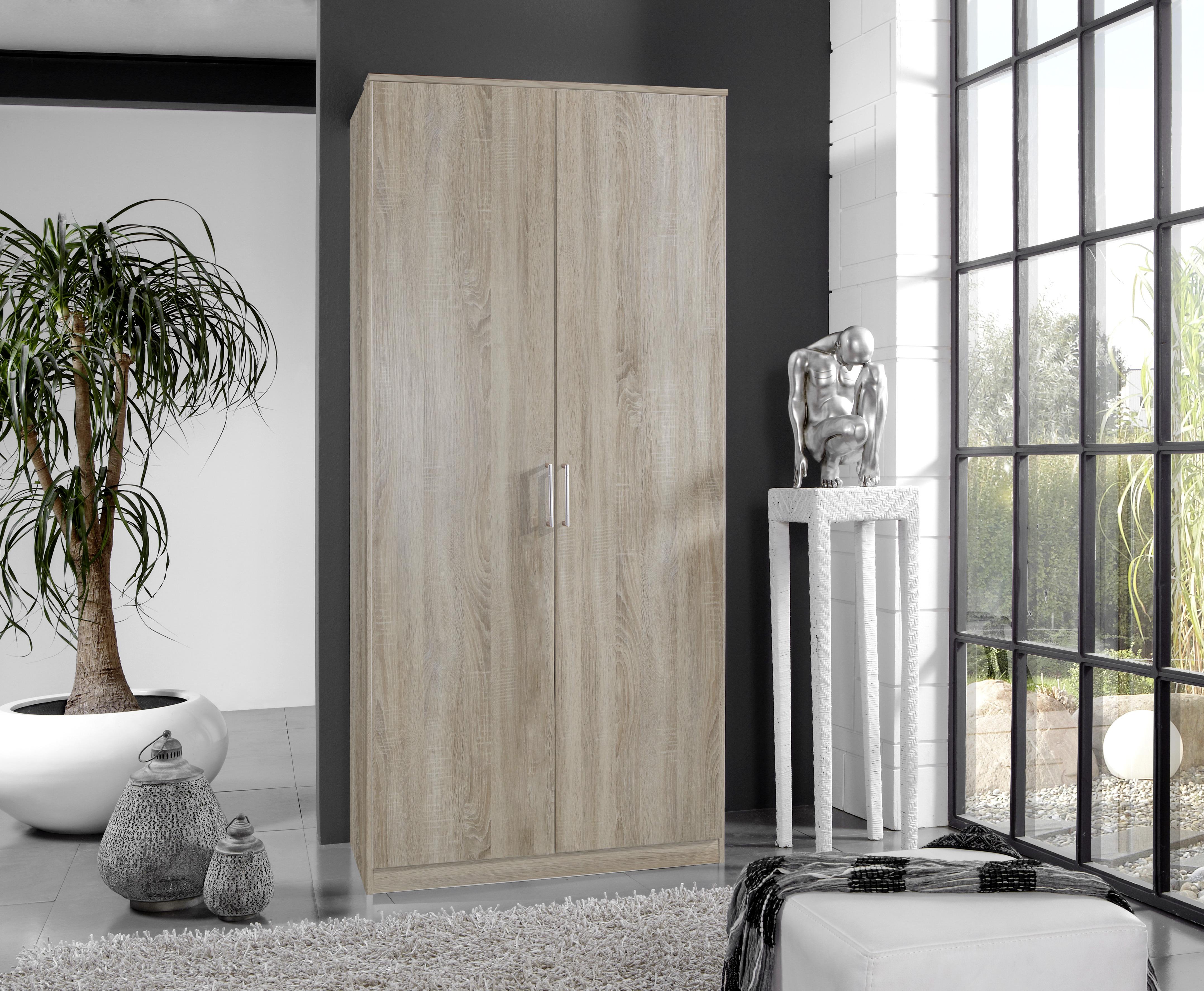 Šatní Skříň Osaka Šířka 90cm - barvy dubu/barvy hliníku, Konvenční, kompozitní dřevo/plast (90/199/58cm) - MID.YOU