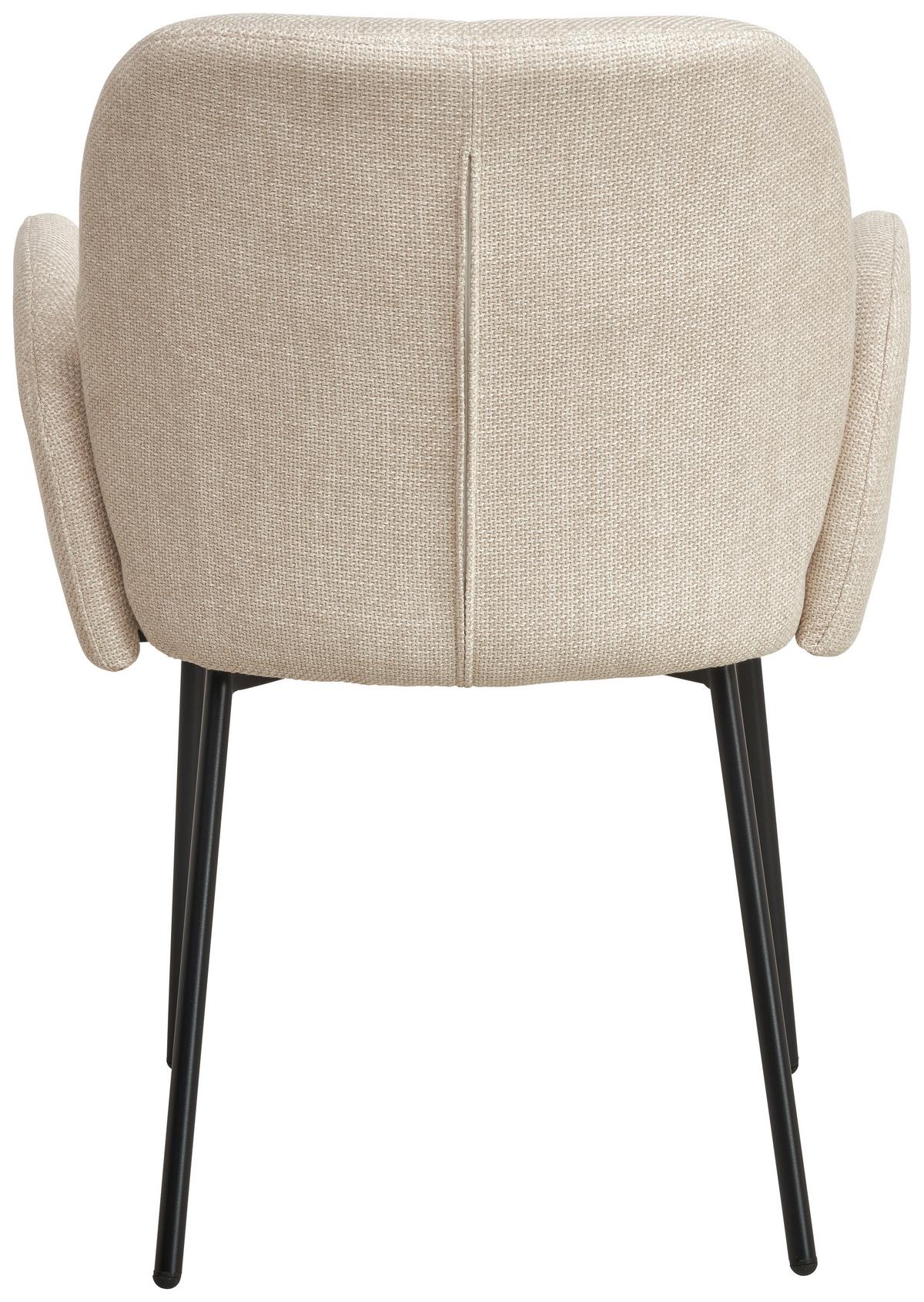 Armlehnstuhl Pauline Leinenoptik Beige, B: 62 cm - Beige/Schwarz, KONVENTIONELL, Holz/Textil (62/85/64cm) - MID.YOU