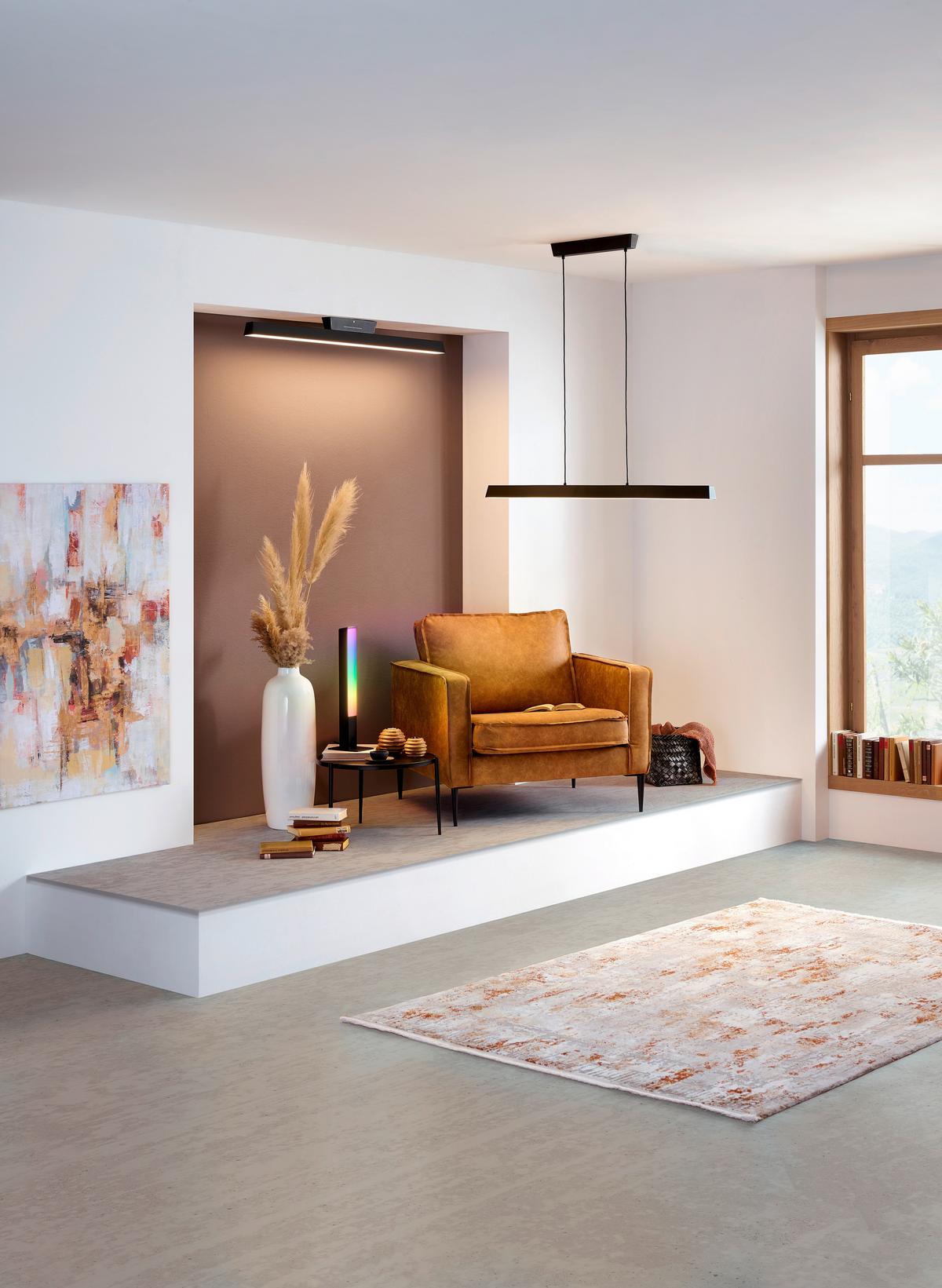 ZÁVESNÉ LED SVIETIDLO SIMOLARIS-Z - čierna/biela, Design, kov/plast (122/5,5/110cm)
