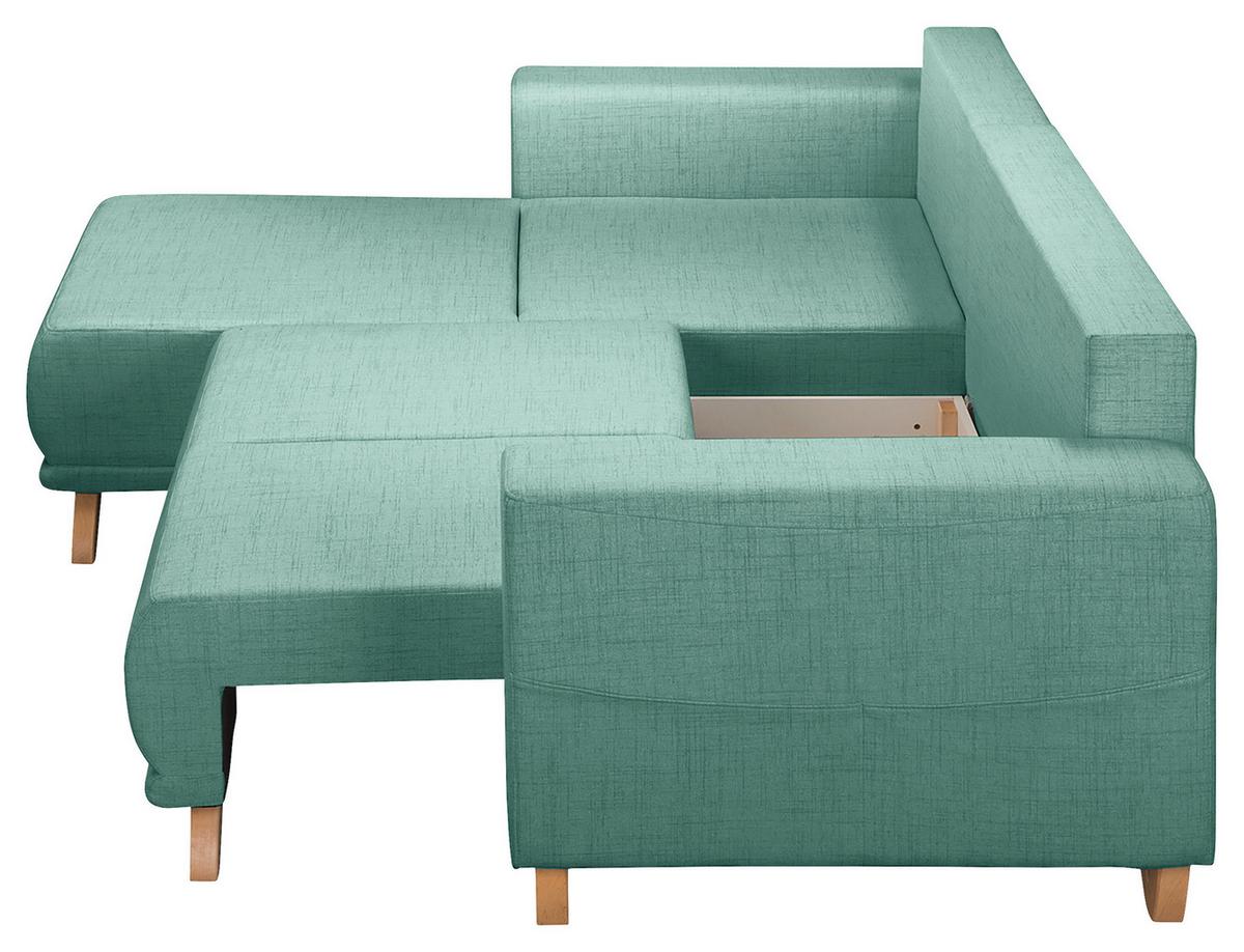 Ecksofa Bellal Mintgrün S: 257x174 Cm - Wengefarben/Mintgrün, Design, Textil (257/174cm) - Livetastic