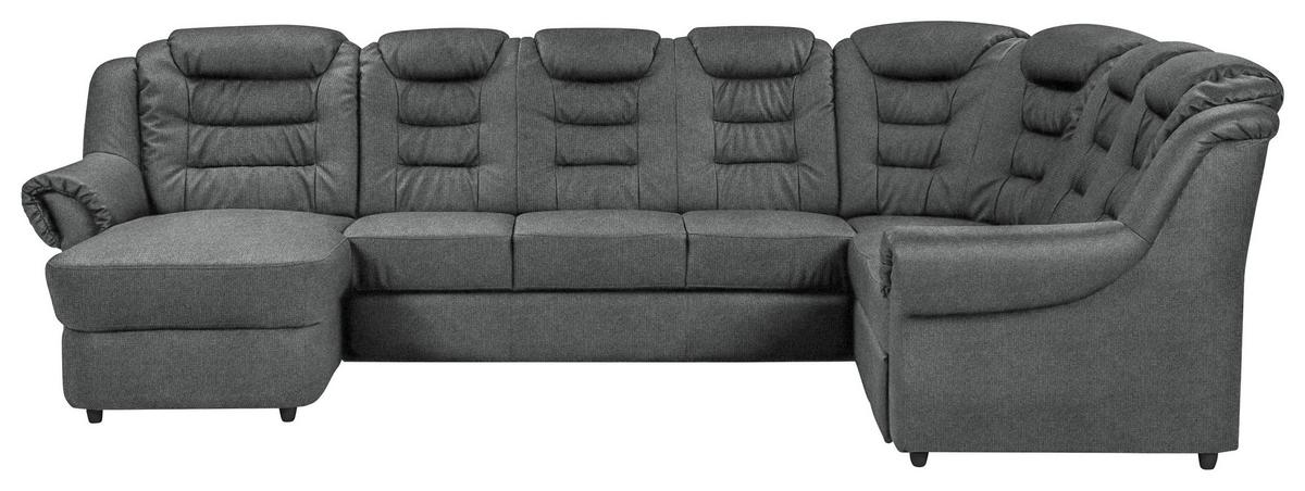 Wohnlandschaft Boston Dunkelgrau Chenille - Dunkelgrau/Schwarz, KONVENTIONELL, Textil (165/333/216cm) - Livetastic