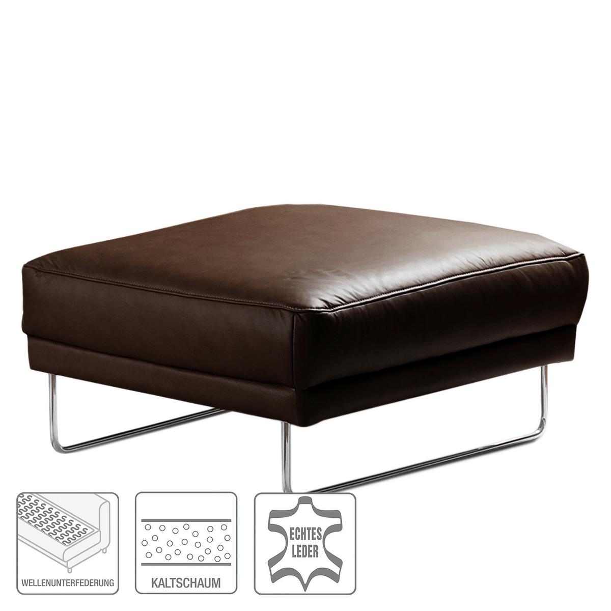 Hocker Spring Dunkelbraun Chrom B: 96 cm - Chromfarben/Dunkelbraun, Design, Leder (96/45/80cm) - Livetastic