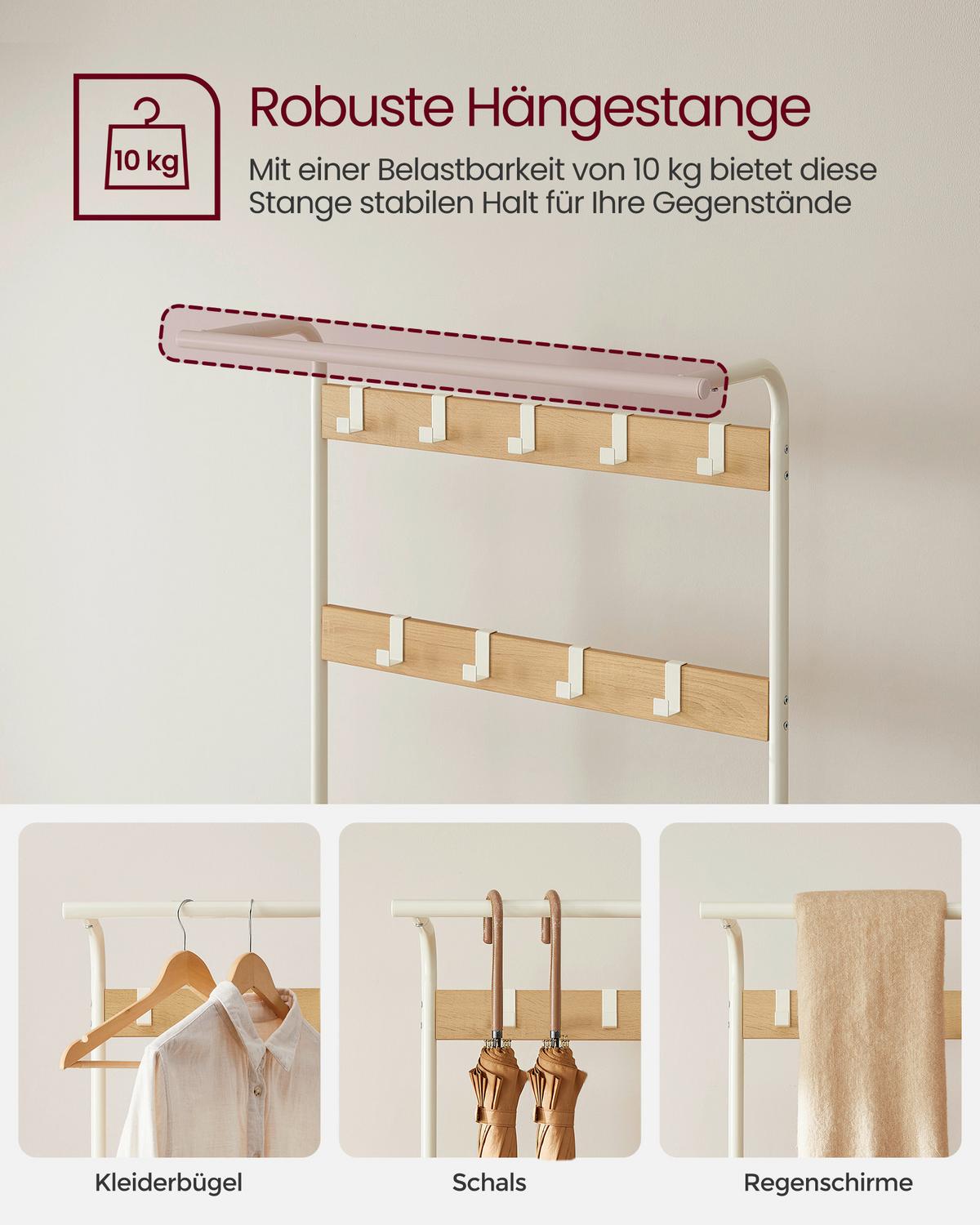 VEŠIAK NA KABÁTY HSR40W - biela/farba duba, Trend, kov/kompozitné drevo (72/183/33,7cm) - Boxxx