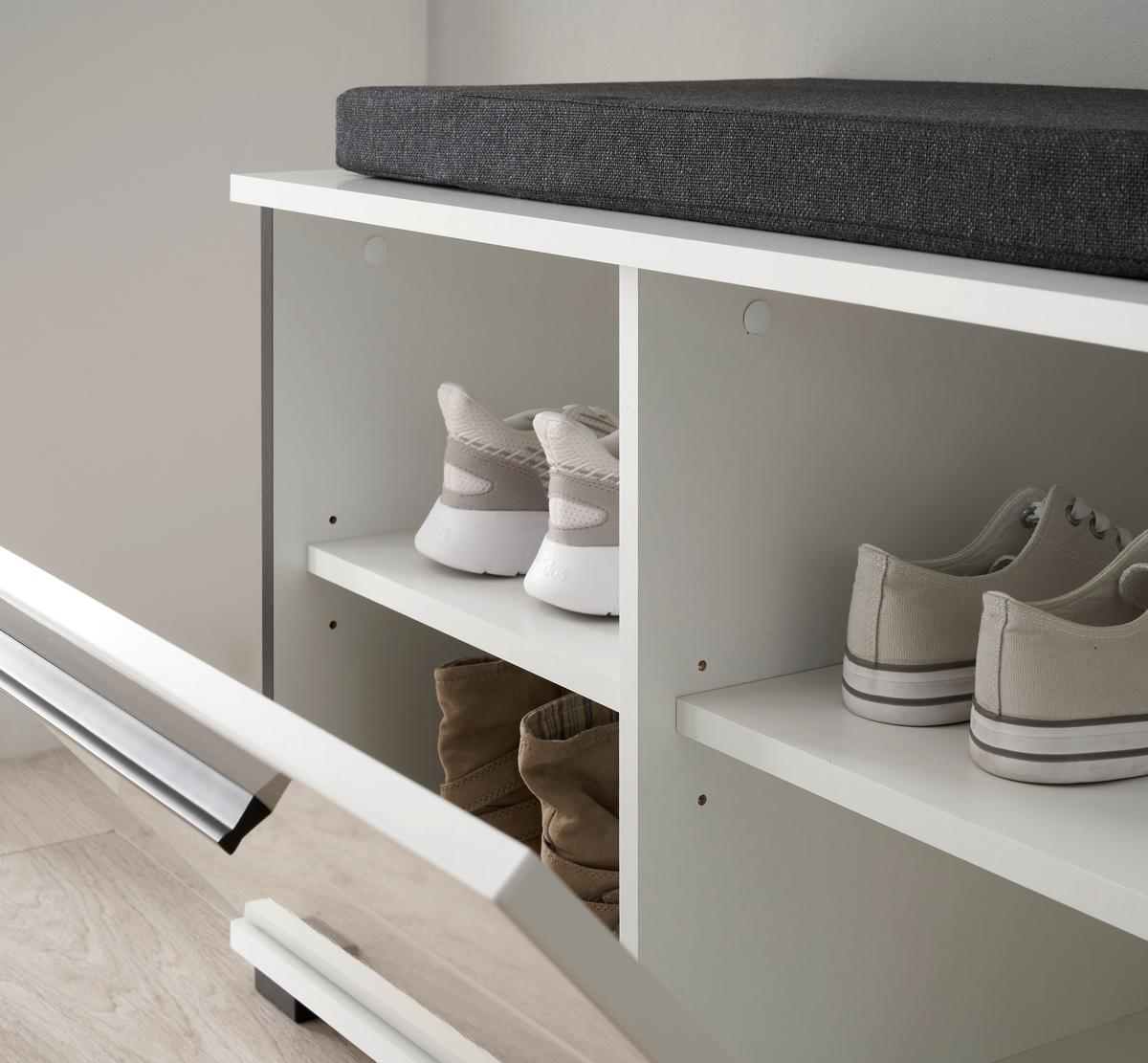 Garderobe Cantara Weiß/Weiß HG B: 80cm - Weiß Hochglanz/Weiß, MODERN, Holzwerkstoff (80/200/39cm) - MID.YOU