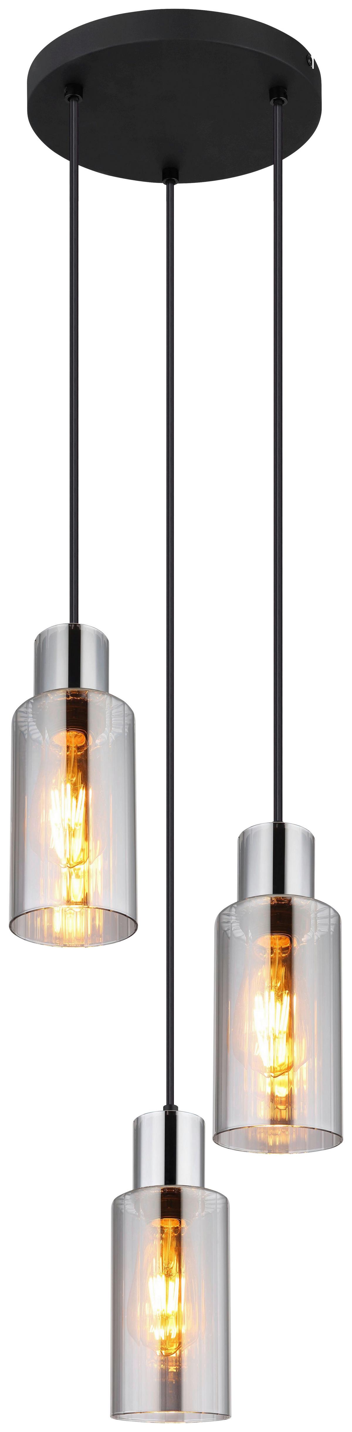 Hängeleuchte 15708-3h - Schwarz, Basics, Glas/Metall (32/120cm) - Globo