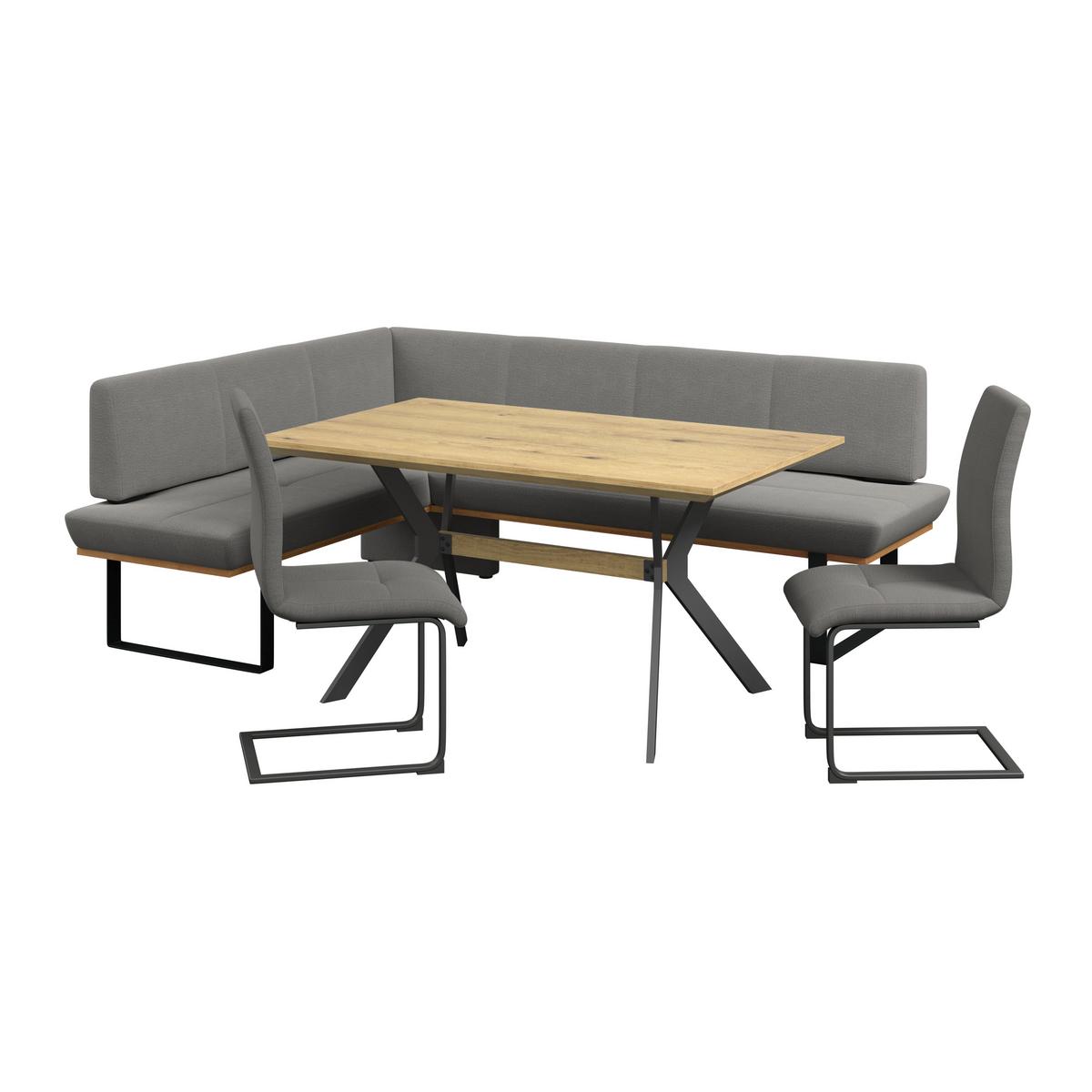 Eckbank Tristan Webstoff grau, S:175x225cm - Schwarz/Grau, MODERN, Holz/Textil (175/225cm) - James Wood