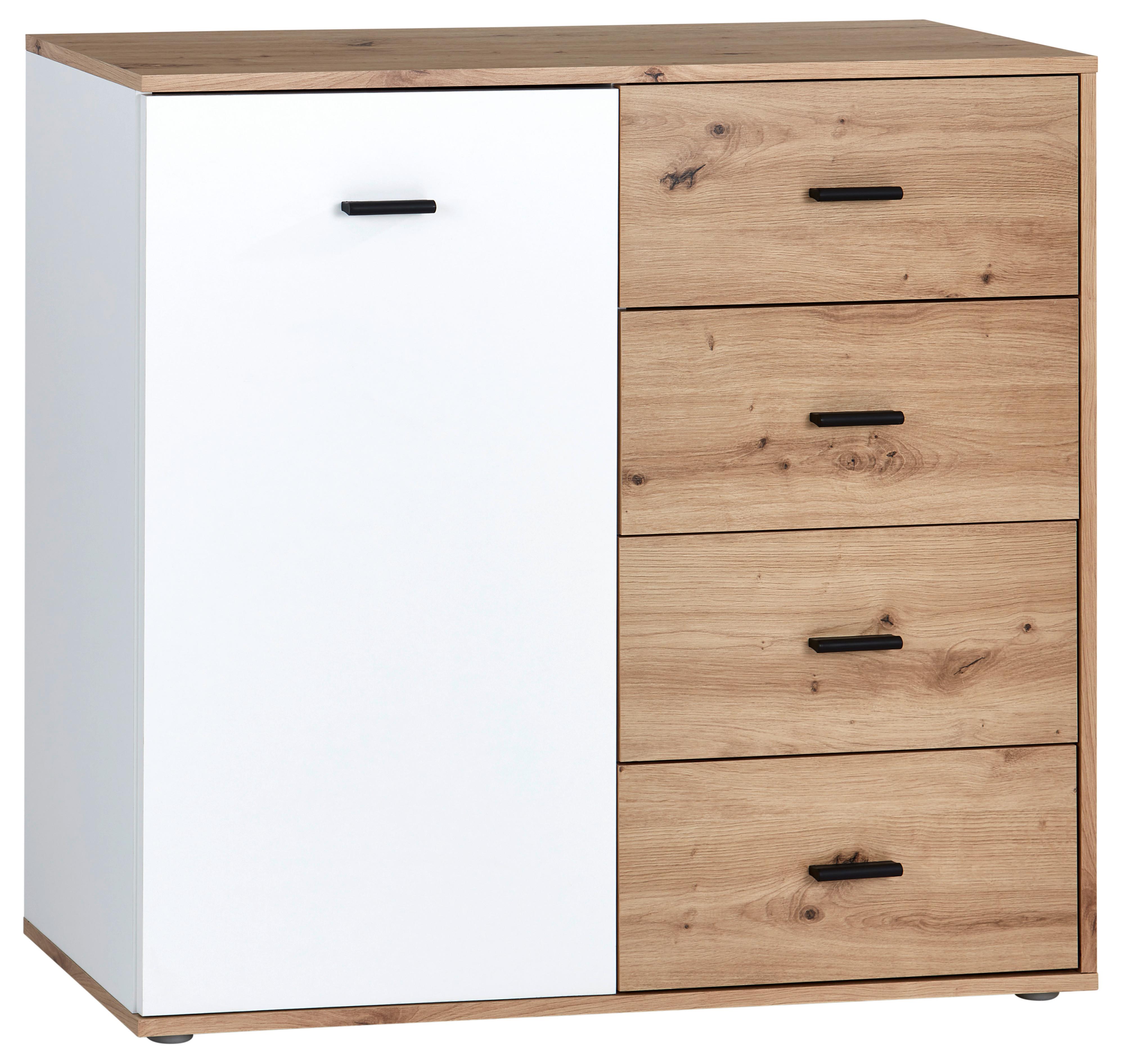 Kommode B: 96 Cm Tim, Artisan Eiche Dekor/weiß - Eichefarben, MODERN, Holzwerkstoff (96/90,2/38cm)