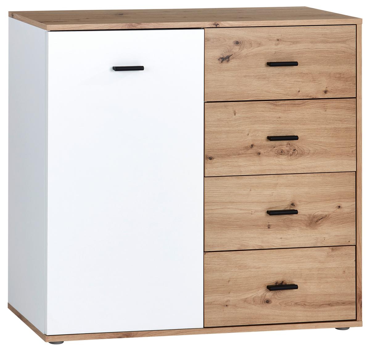 Kommode B: 96 Cm Tim, Artisan Eiche Dekor/weiß - Eichefarben, MODERN, Holzwerkstoff (96/90,2/38cm)