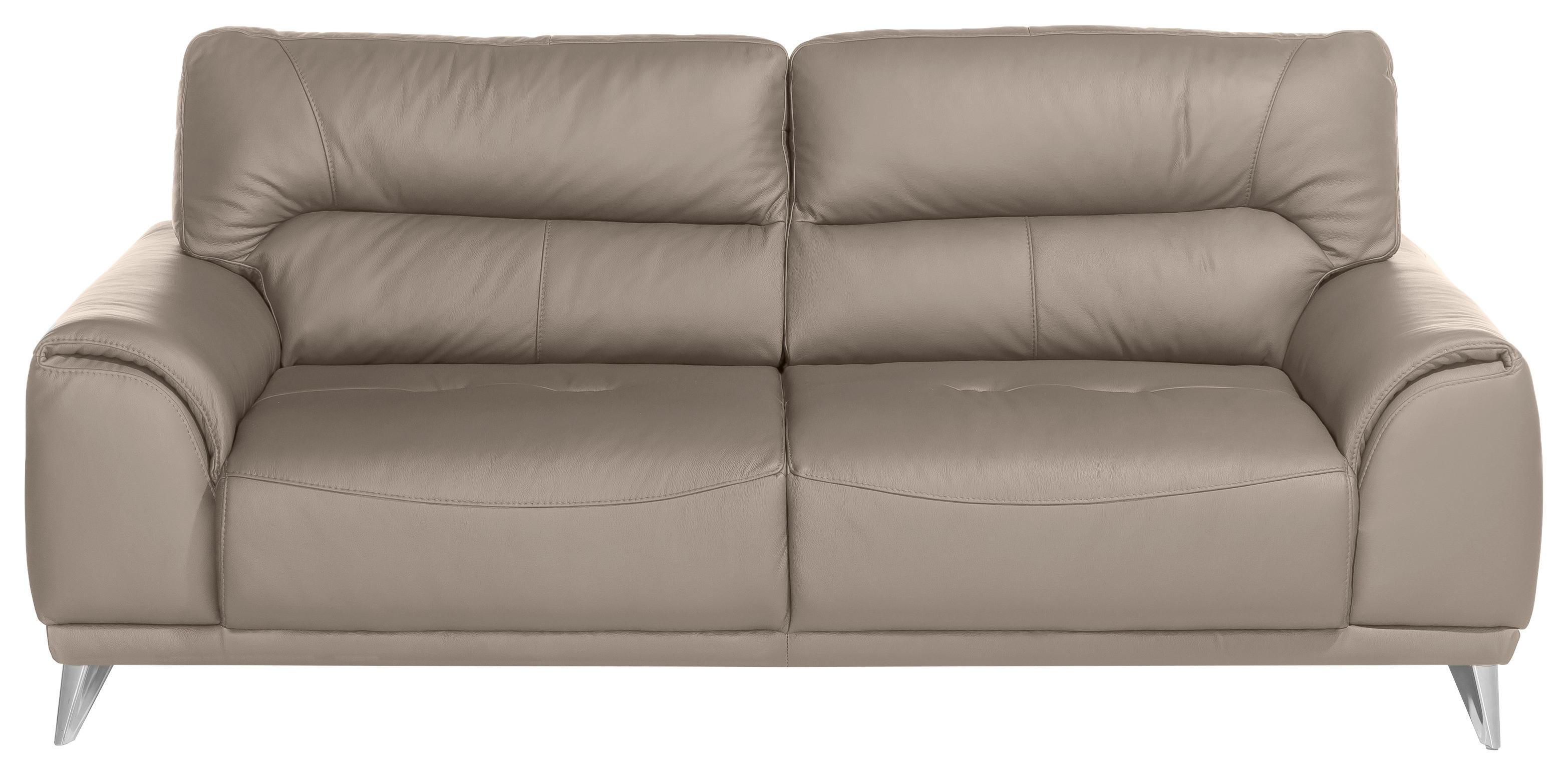 Dreisitzer-Sofa Frisco, Lederlook - Sandfarben/Chromfarben, MODERN, Textil (210/92/96cm) - MID.YOU