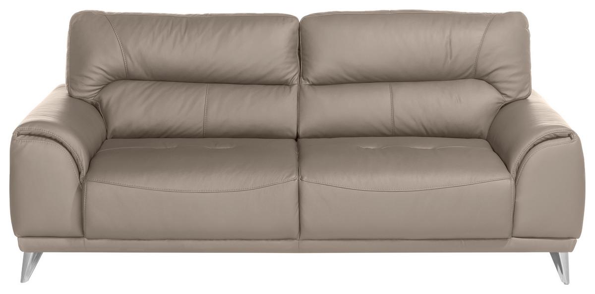 Dreisitzer-Sofa Frisco, Lederlook - Sandfarben/Chromfarben, MODERN, Textil (210/92/96cm) - MID.YOU